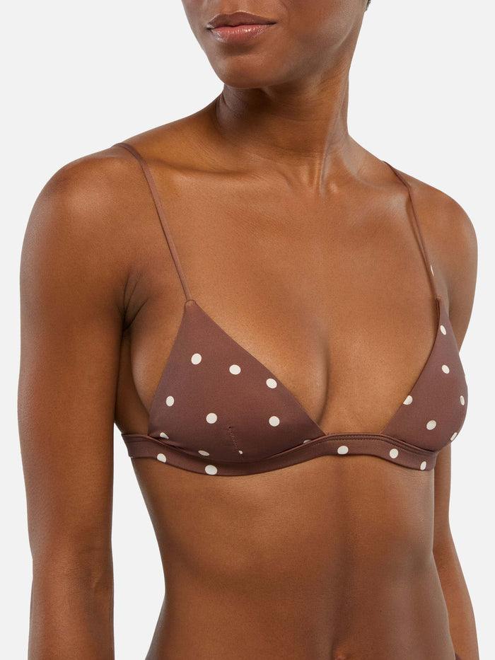 Rylie Triangle Top With Polka Dots Print Brown
