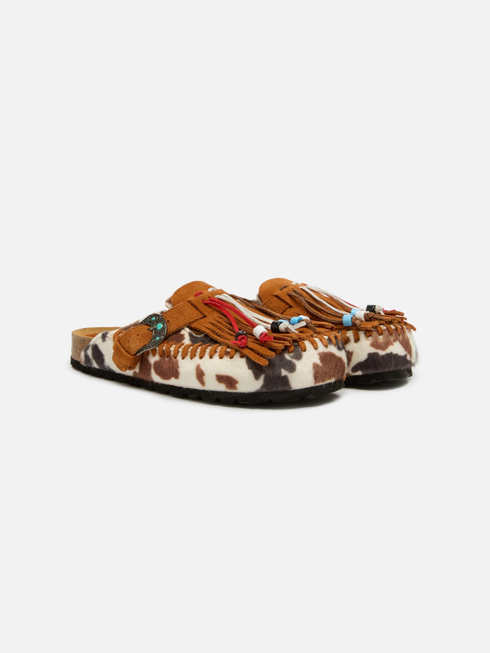 Caribe Sandals Cow-Print Pony Tail | Taji Special Edition Brown