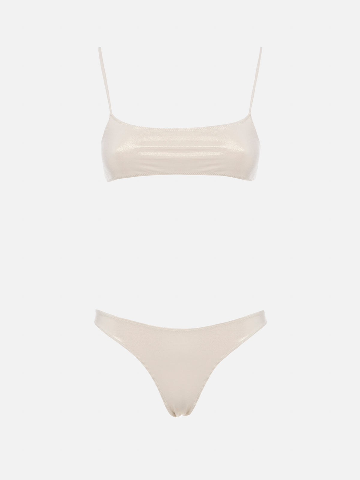 Gold Laminated Sadie Bralette Bikini Top White