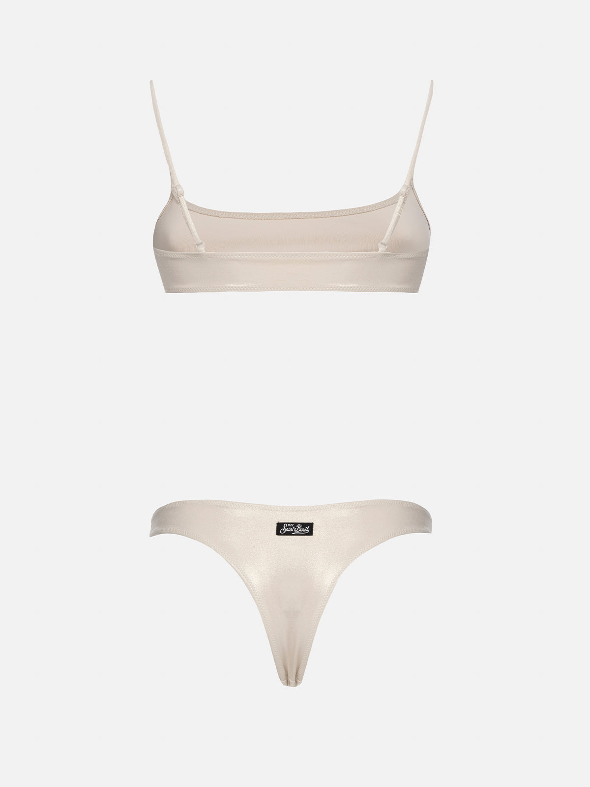 Gold Laminated Sadie Bralette Bikini Top White