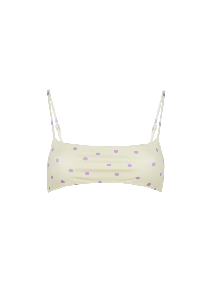 Sadie Bralette Top With Polka Dots Print White
