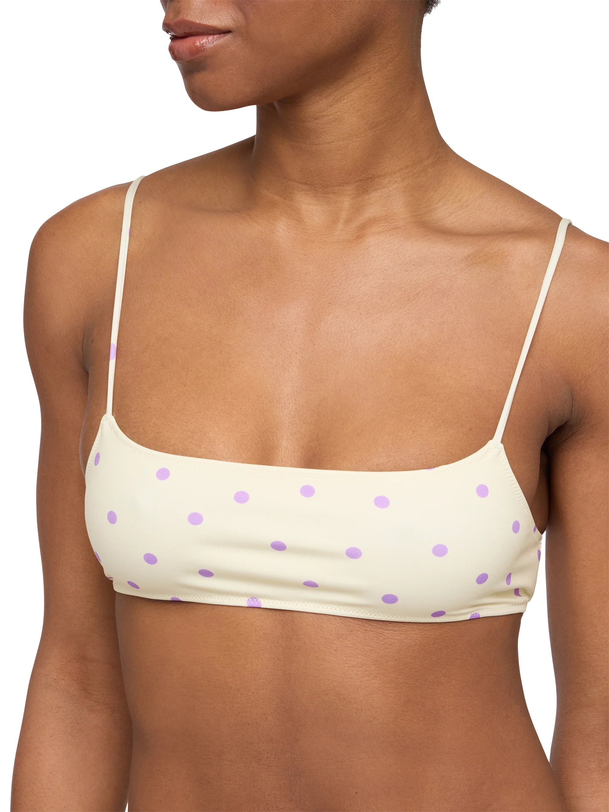 Sadie Bralette Top With Polka Dots Print White