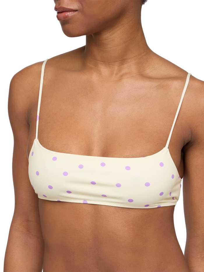 Sadie Bralette Top With Polka Dots Print White