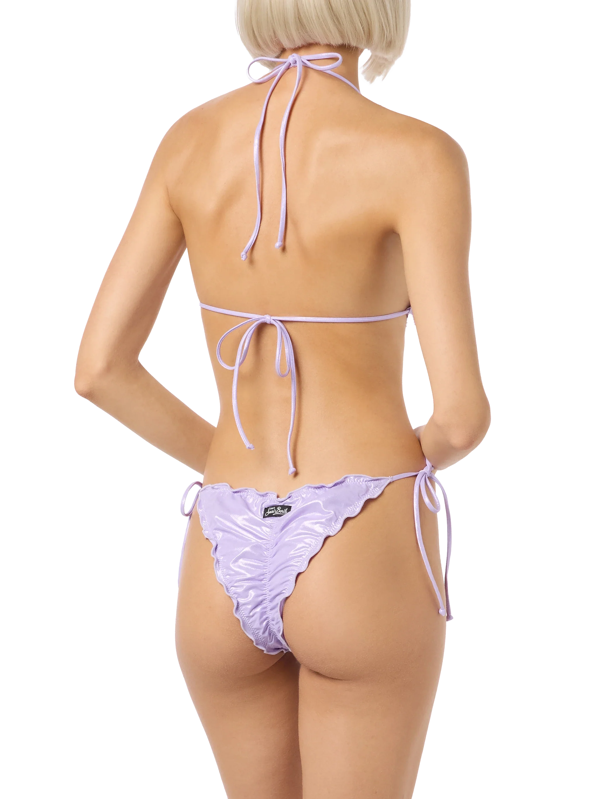 Miami Lilac Laminated Cheeky Swim Briefs Pink Bottom