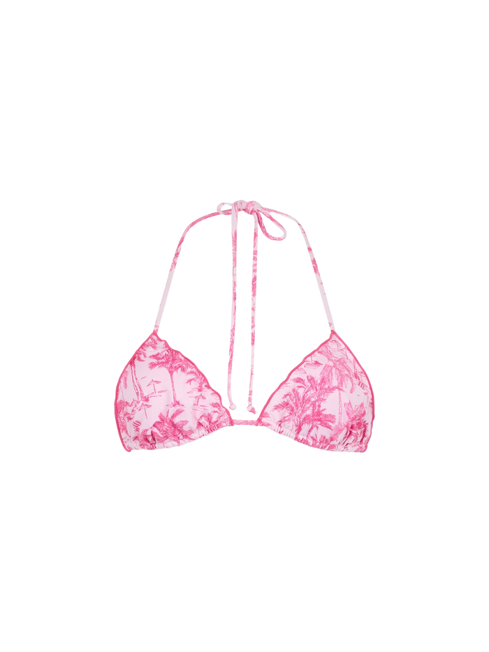 Sagittarius Toile De Jouy Triangle Bikini Top Pink