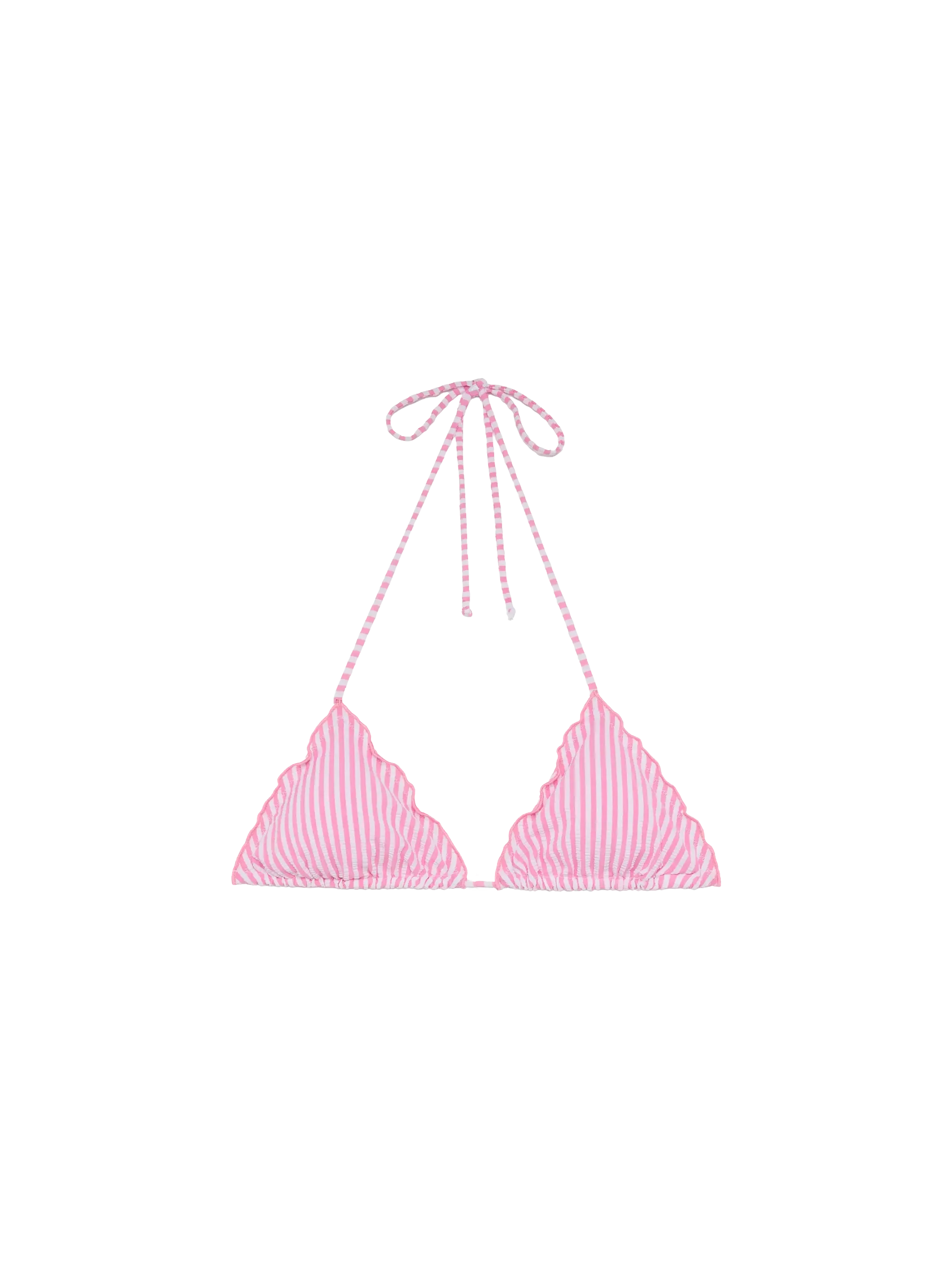 Sagittarius Seersucker Classic Triangle Top With Striped Print Pink