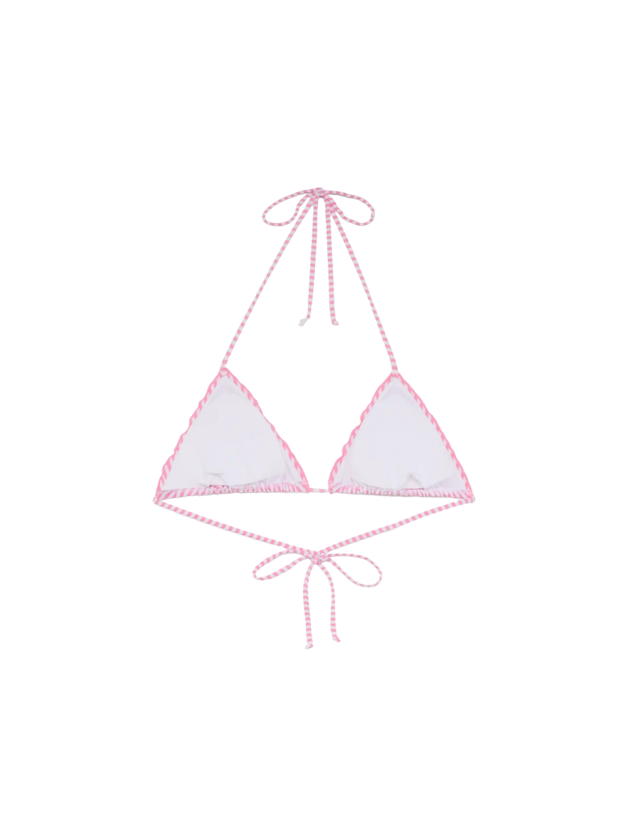 Sagittarius Seersucker Classic Triangle Top With Striped Print Pink