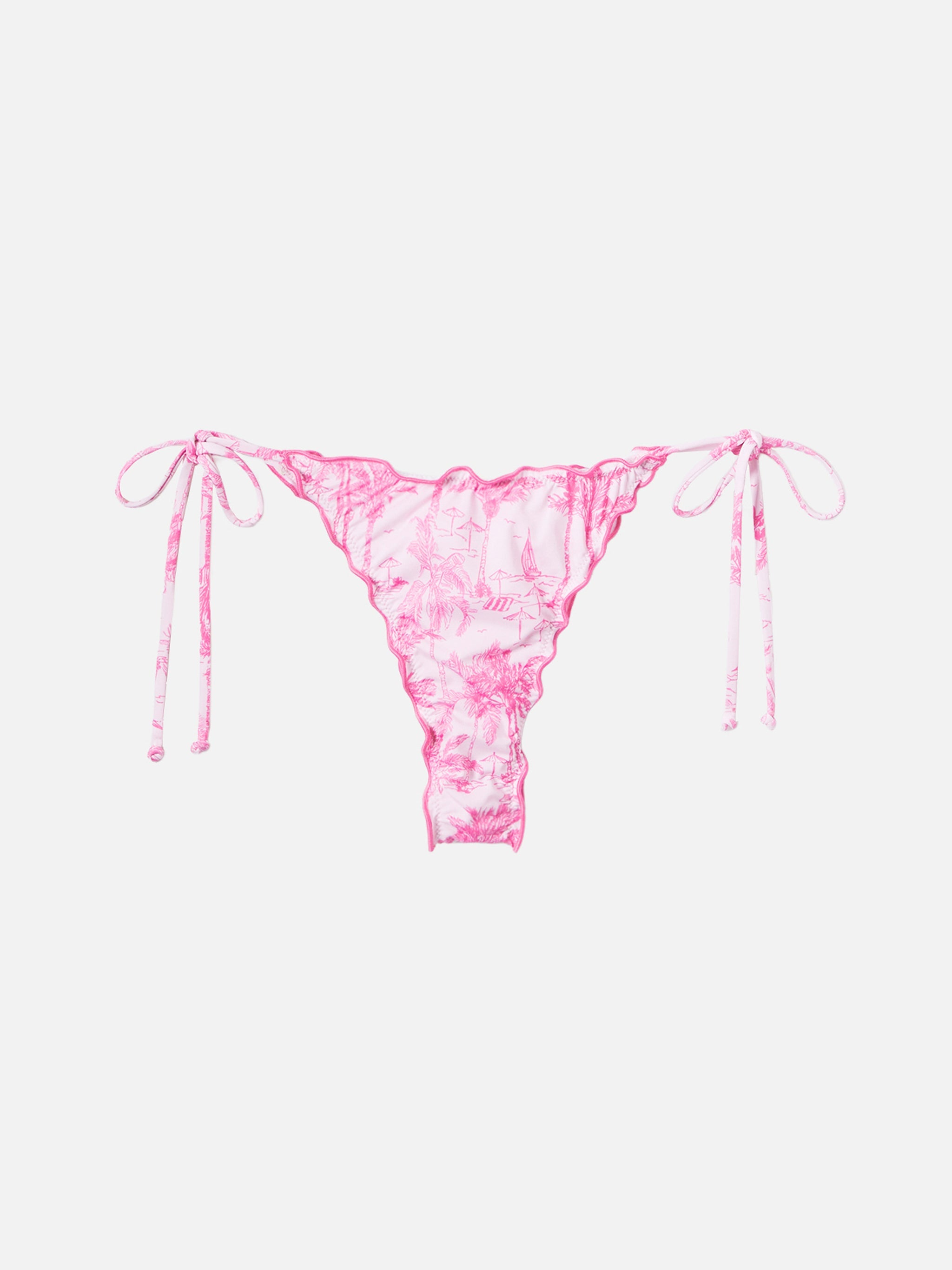 Miami Cheeky Swim Briefs With Toile De Jouy Print Pink Bottom