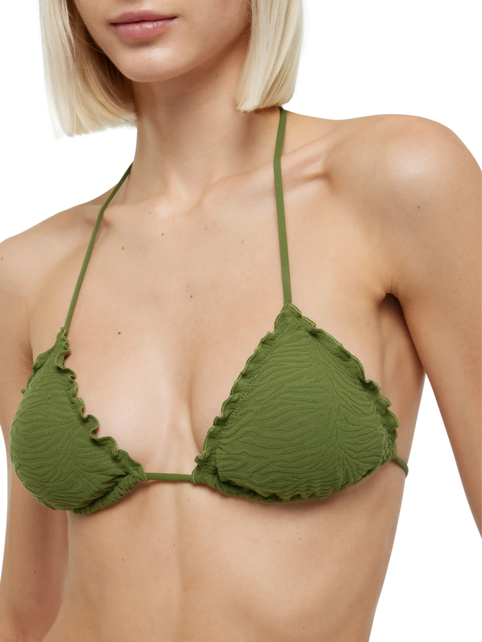 Sagittarius Zebra Embossed Classic Triangle Top Green