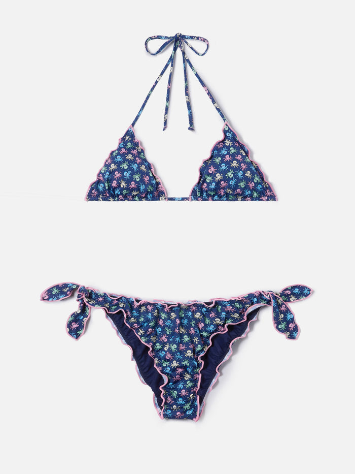 Bikini Sarius Triangle Blue With All-Over Octopus Print