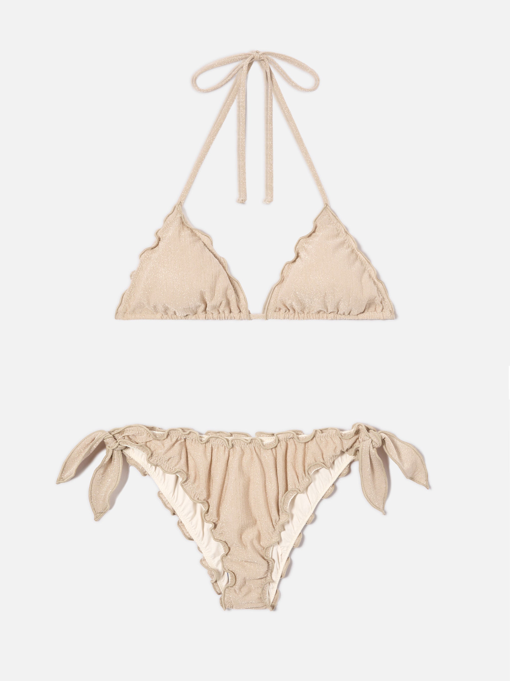 Bikini Sarius Triangle Solid Gold Lurex Brown