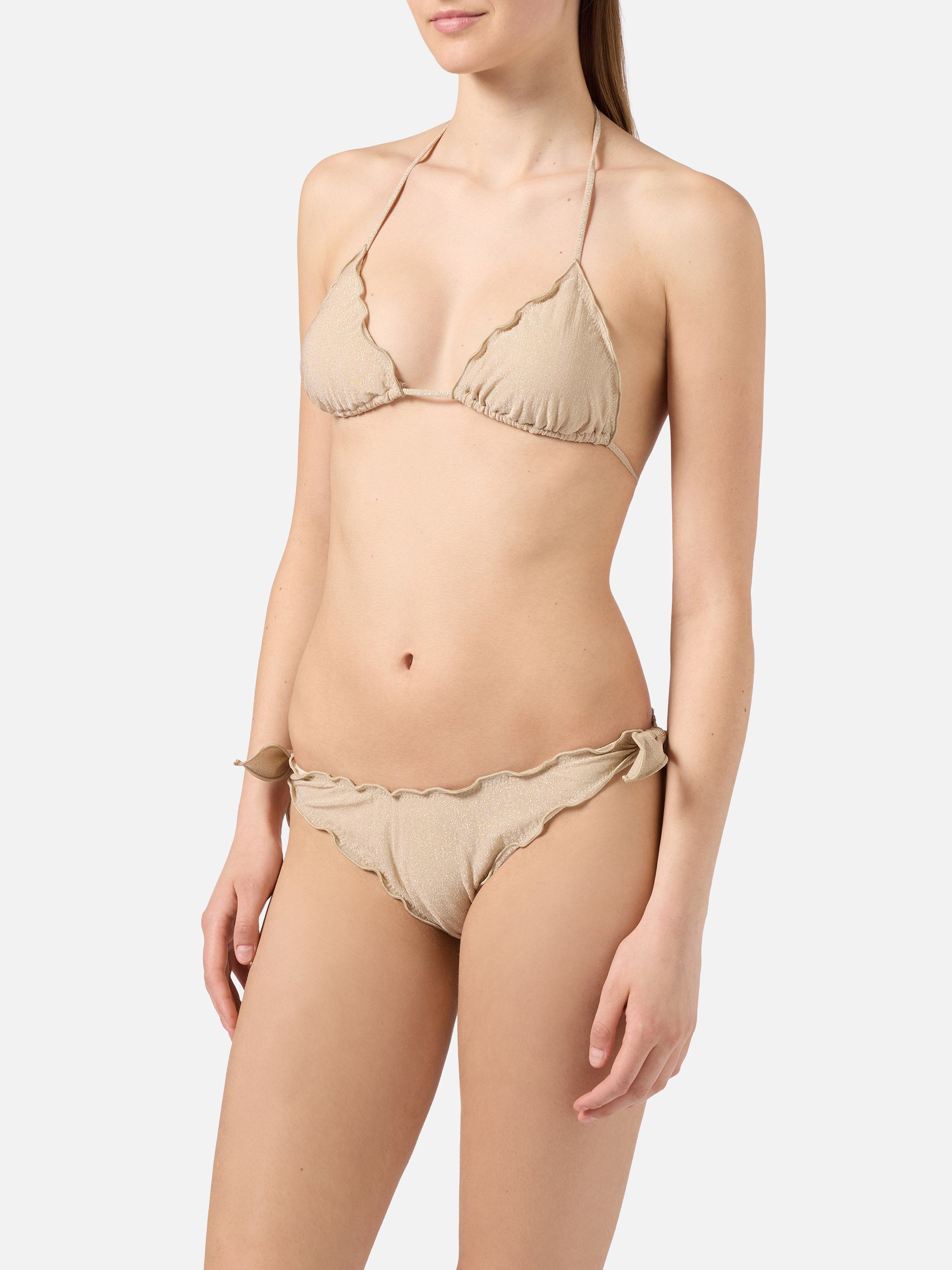Bikini Sarius Triangle Solid Gold Lurex Brown