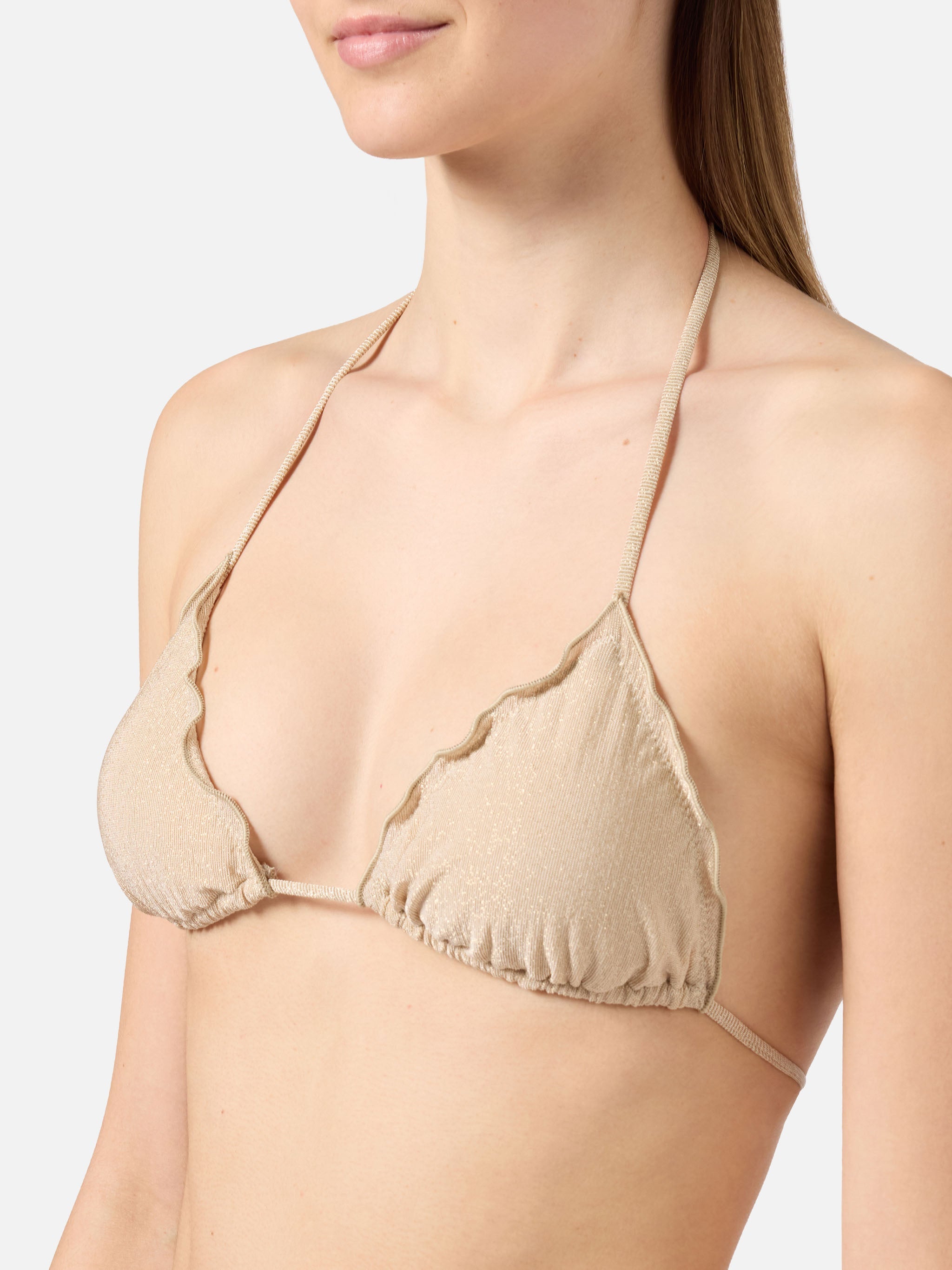 Bikini Sarius Triangle Solid Gold Lurex Brown