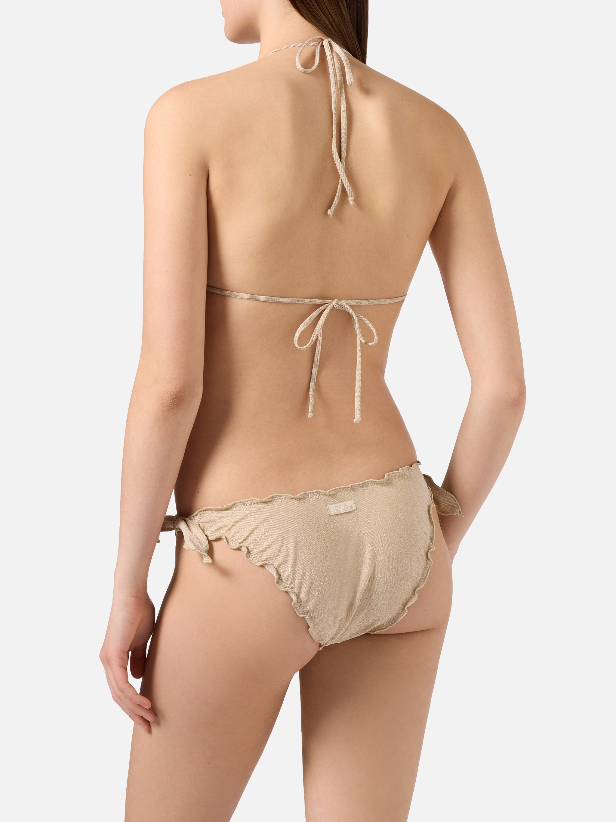 Bikini Sarius Triangle Solid Gold Lurex Brown