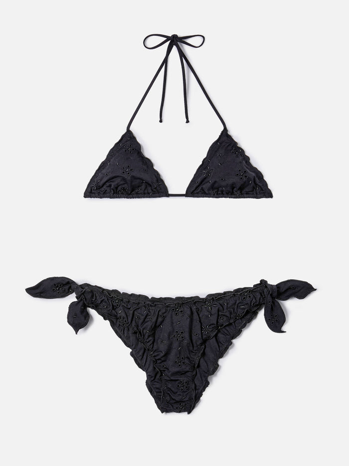 Bikini Sarius Triangle Solid Black Sangallo Fabric