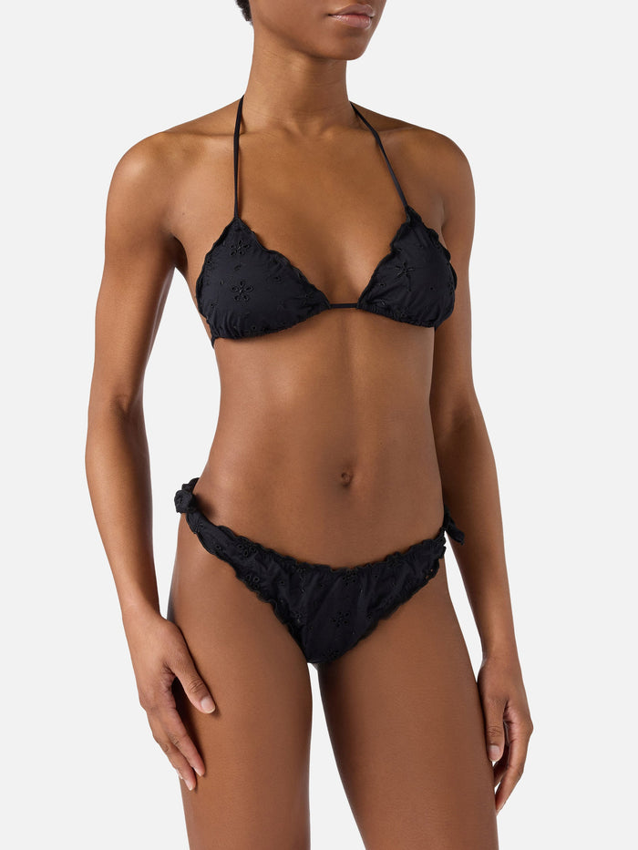 Bikini Sarius Triangle Solid Black Sangallo Fabric