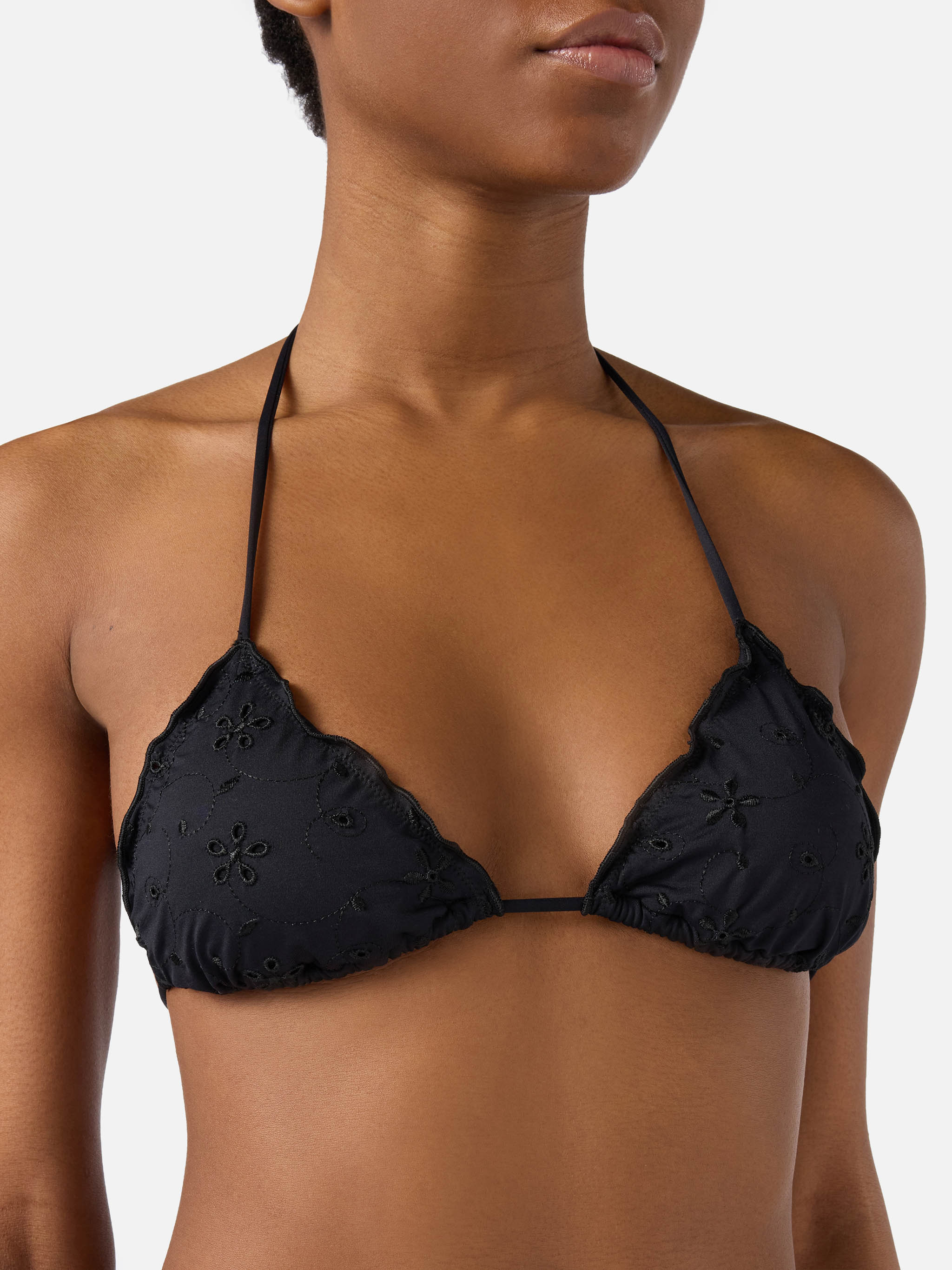 Bikini Sarius Triangle Solid Black Sangallo Fabric
