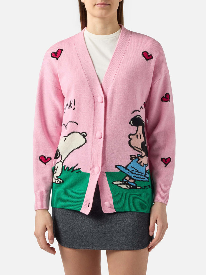 Sasi Cashmere-Blend Cardigan Pink With Snoopy Jacquard | Peanuts Special Edition