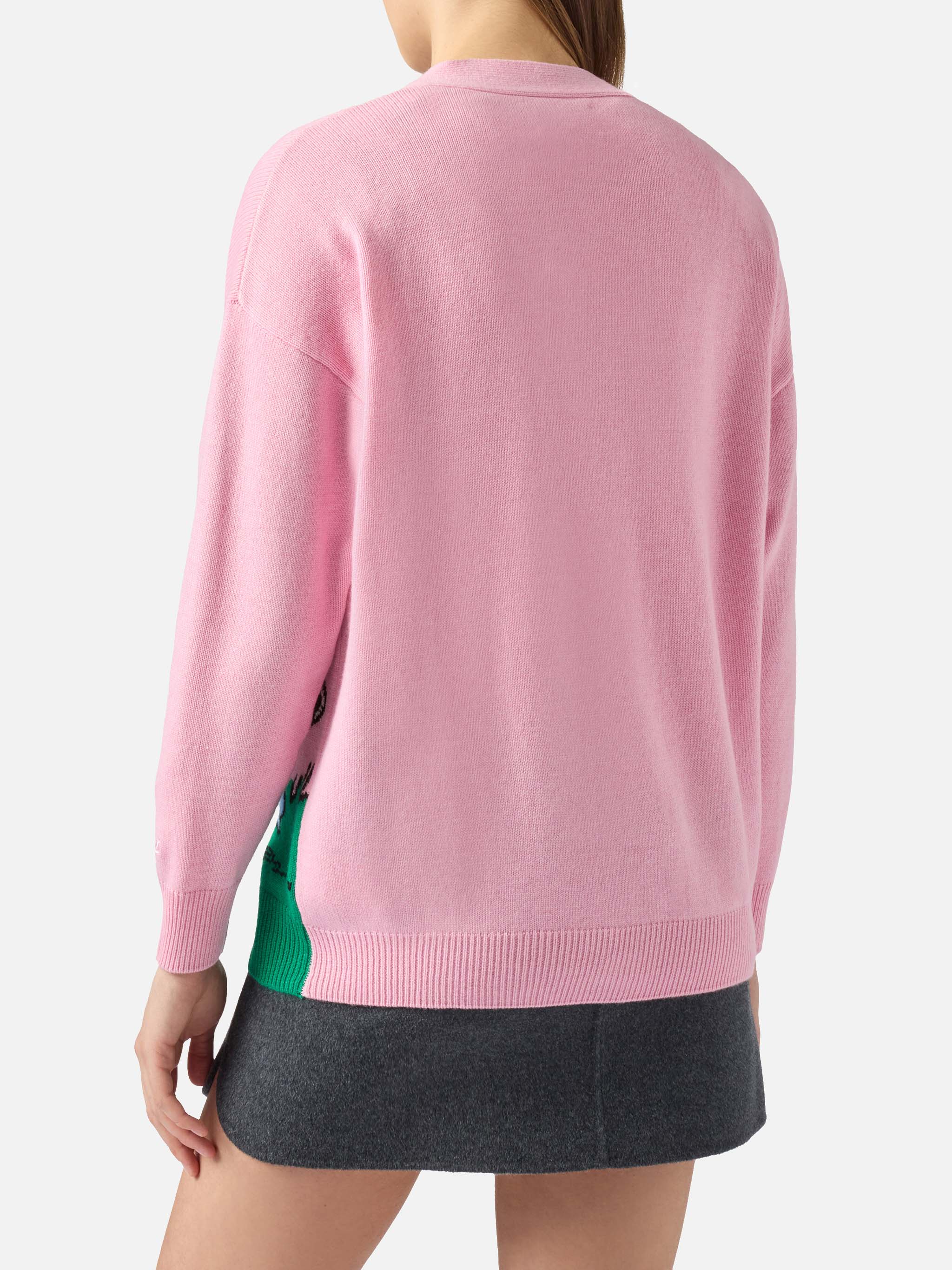 Sasi Cashmere-Blend Cardigan Pink With Snoopy Jacquard | Peanuts Special Edition