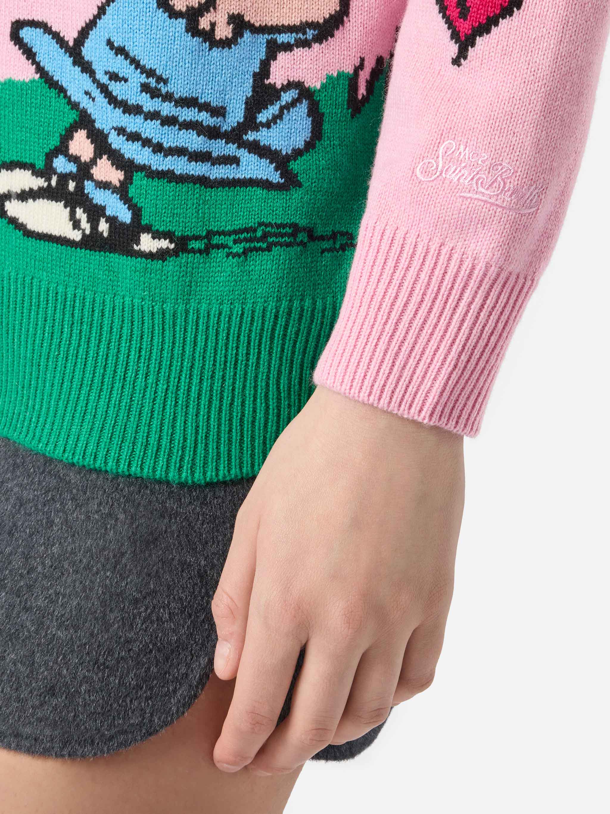 Sasi Cashmere-Blend Cardigan Pink With Snoopy Jacquard | Peanuts Special Edition