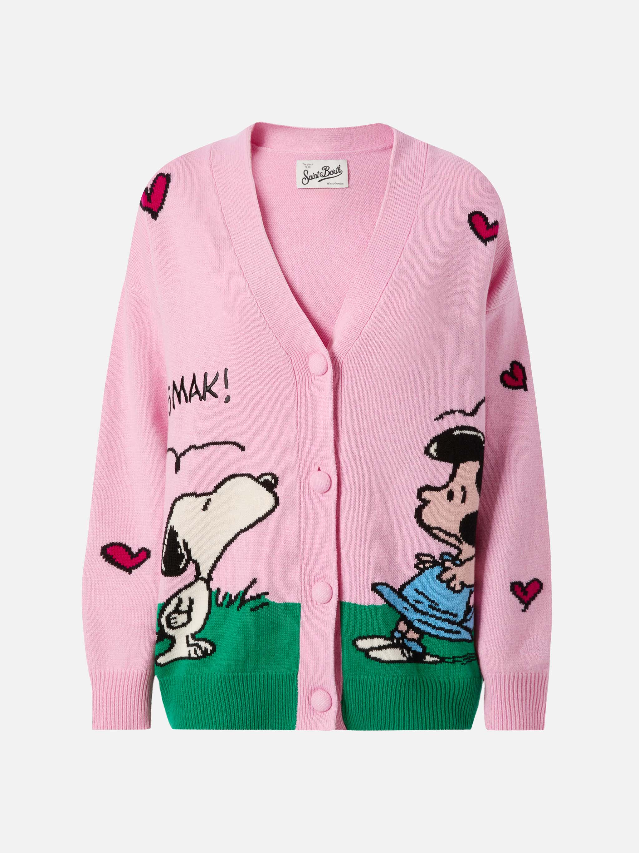 Sasi Cashmere-Blend Cardigan Pink With Snoopy Jacquard | Peanuts Special Edition