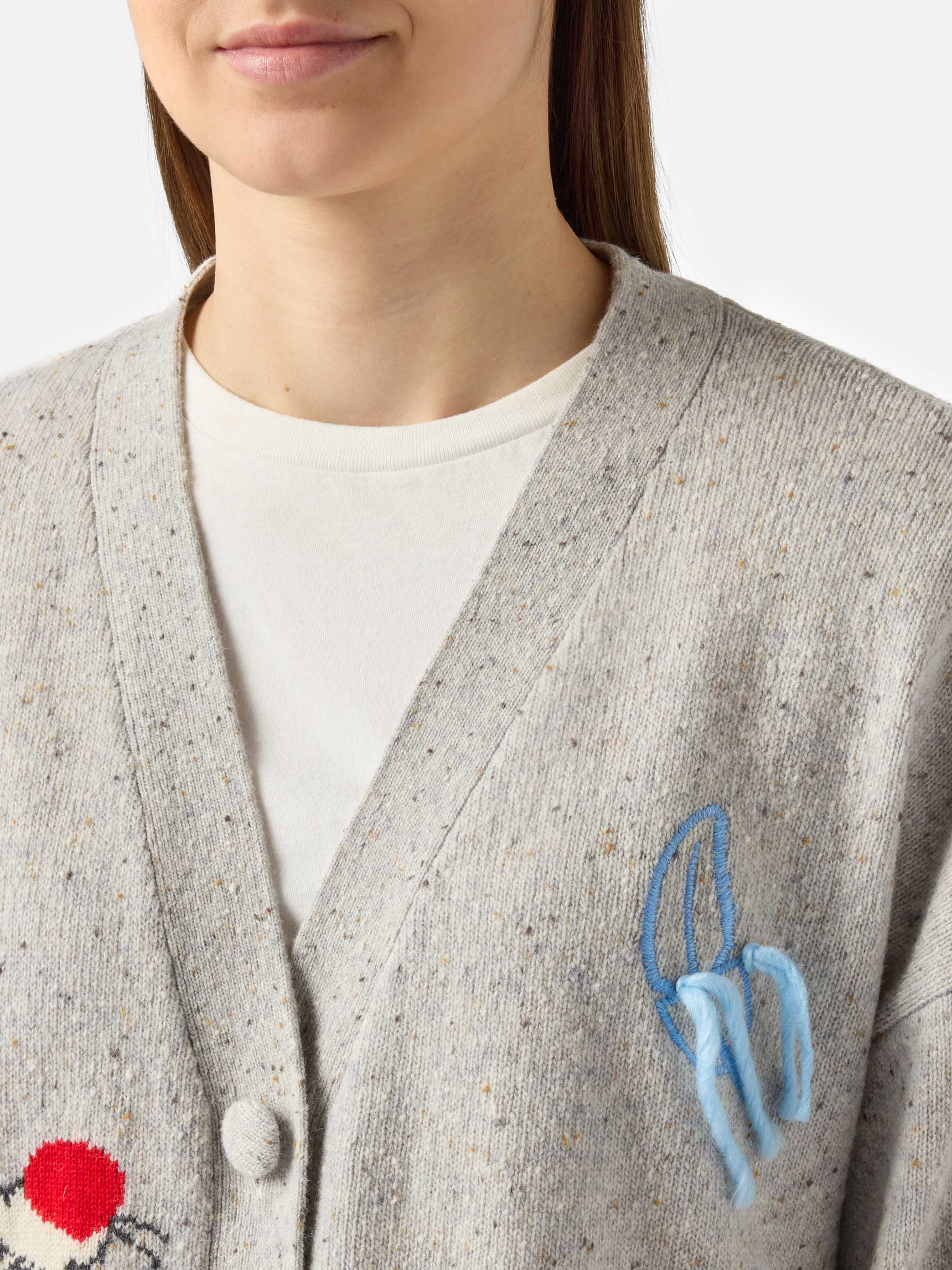 Sasi Donegal-Wool Blend Cardigan With Titti E Silvestro Jacquard | Warner Bros. Special Edition Grey