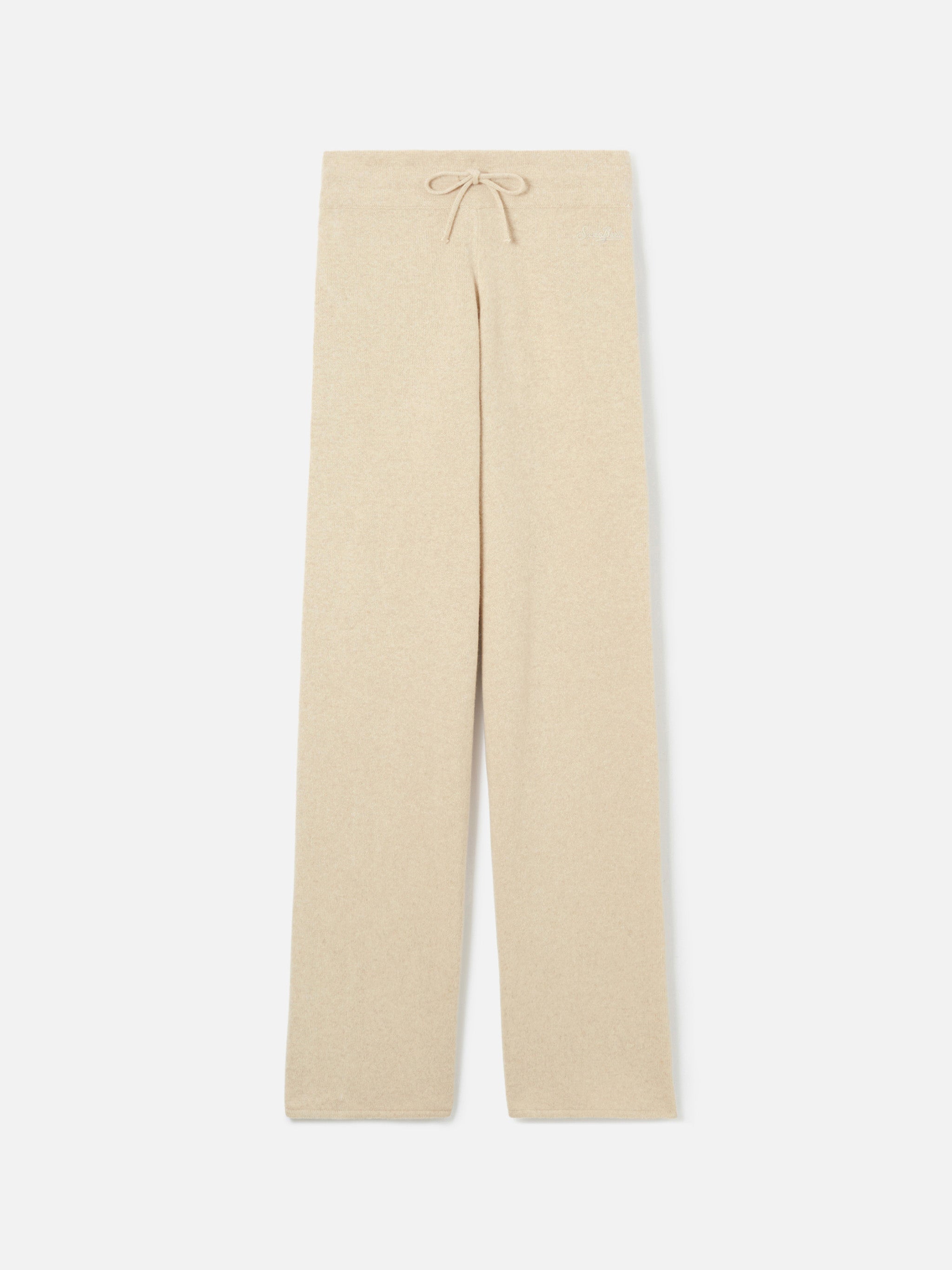 Knitted Beige Palazzo Pants Brown