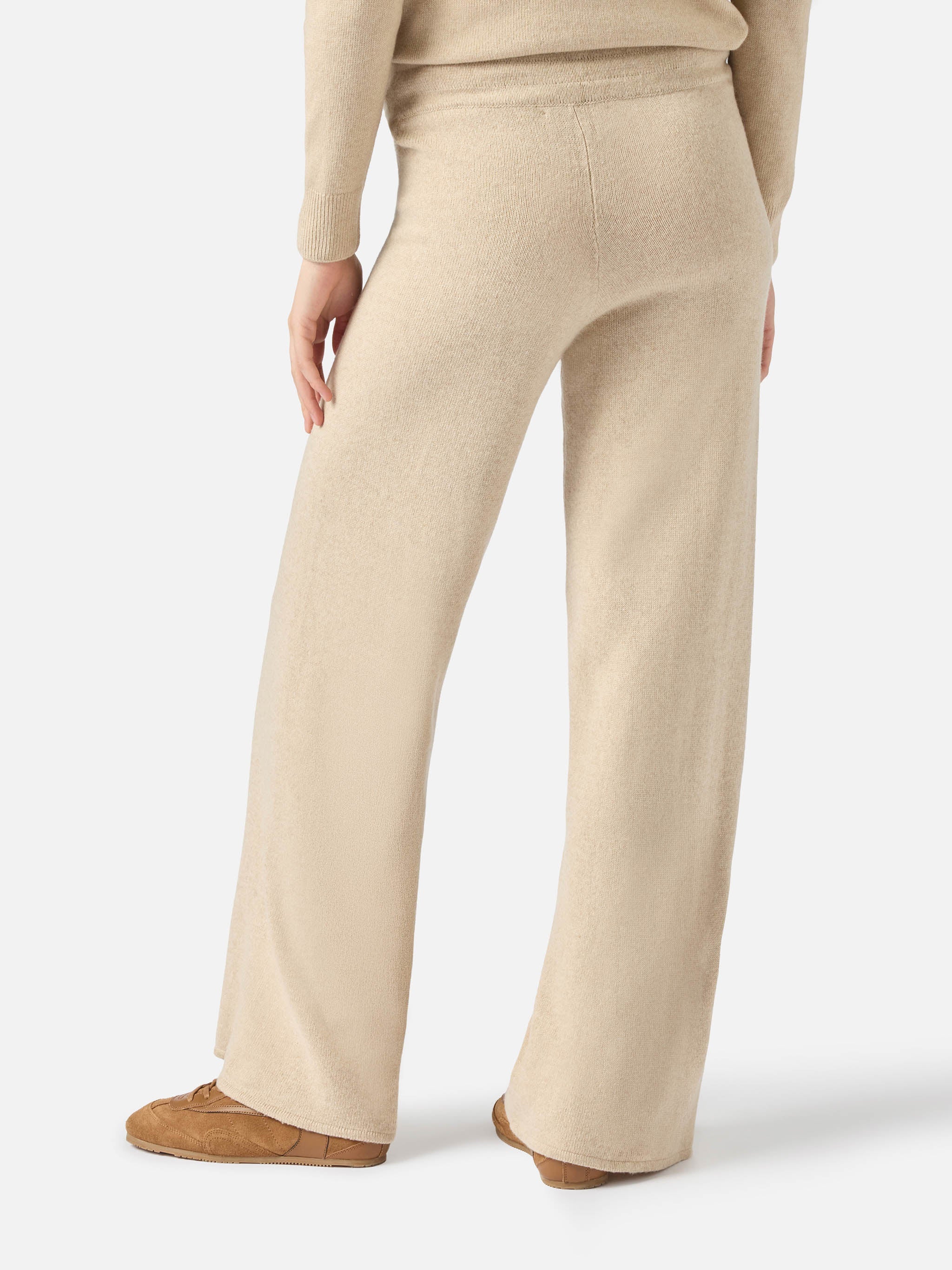 Knitted Beige Palazzo Pants Brown