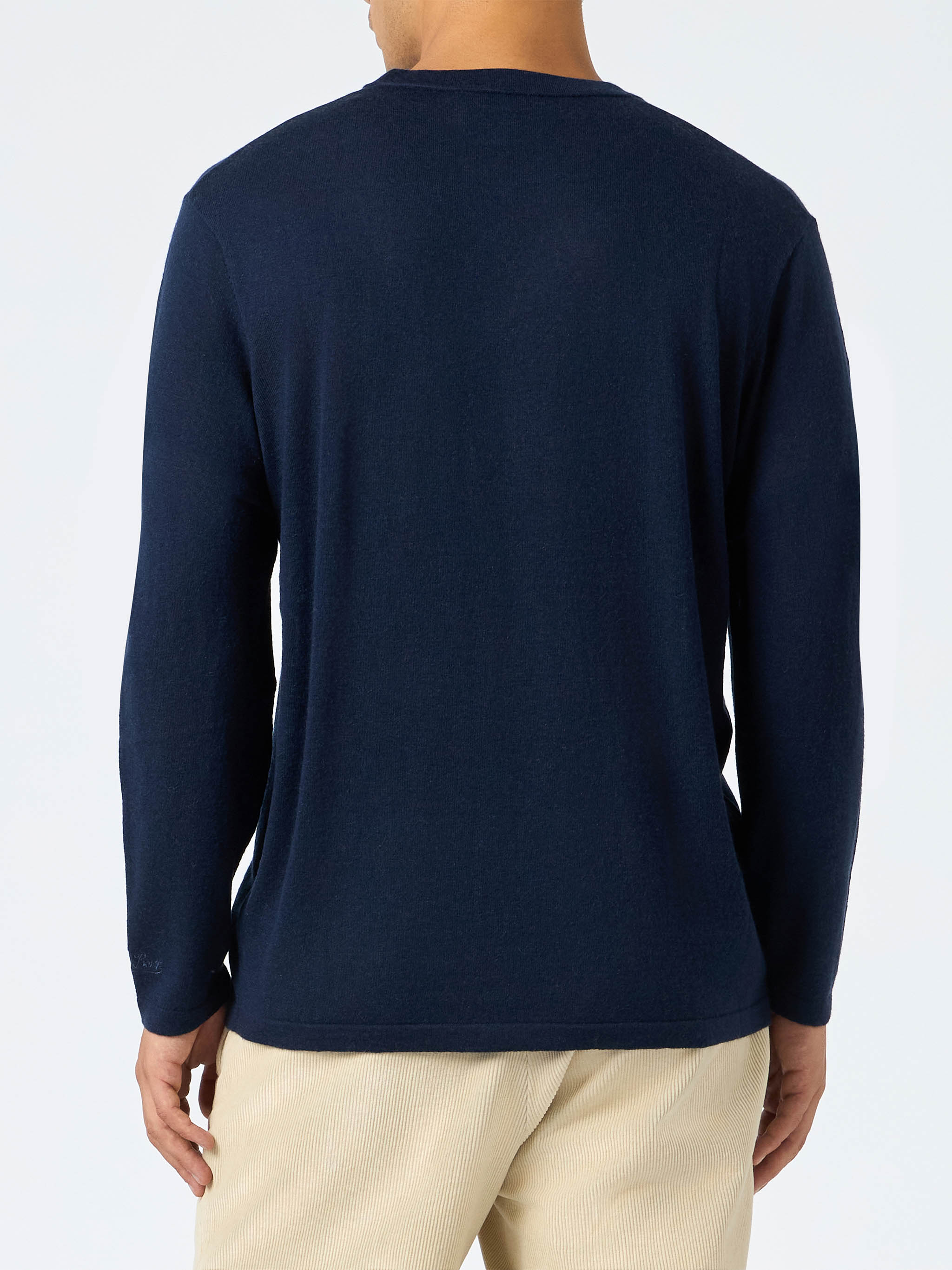 Navy Blue T-Shirt Scott Merino Wool And Cashmere