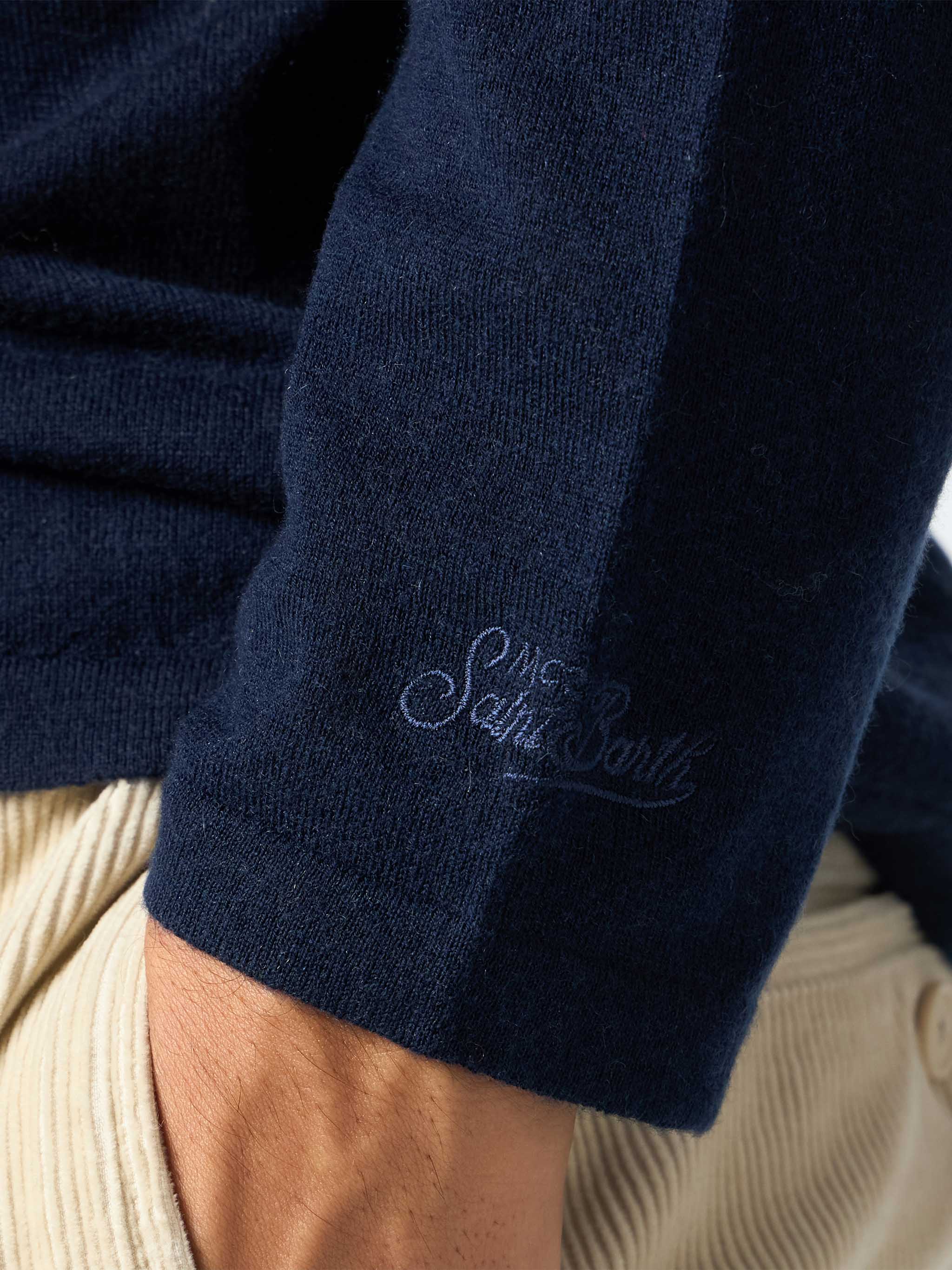Navy Blue T-Shirt Scott Merino Wool And Cashmere