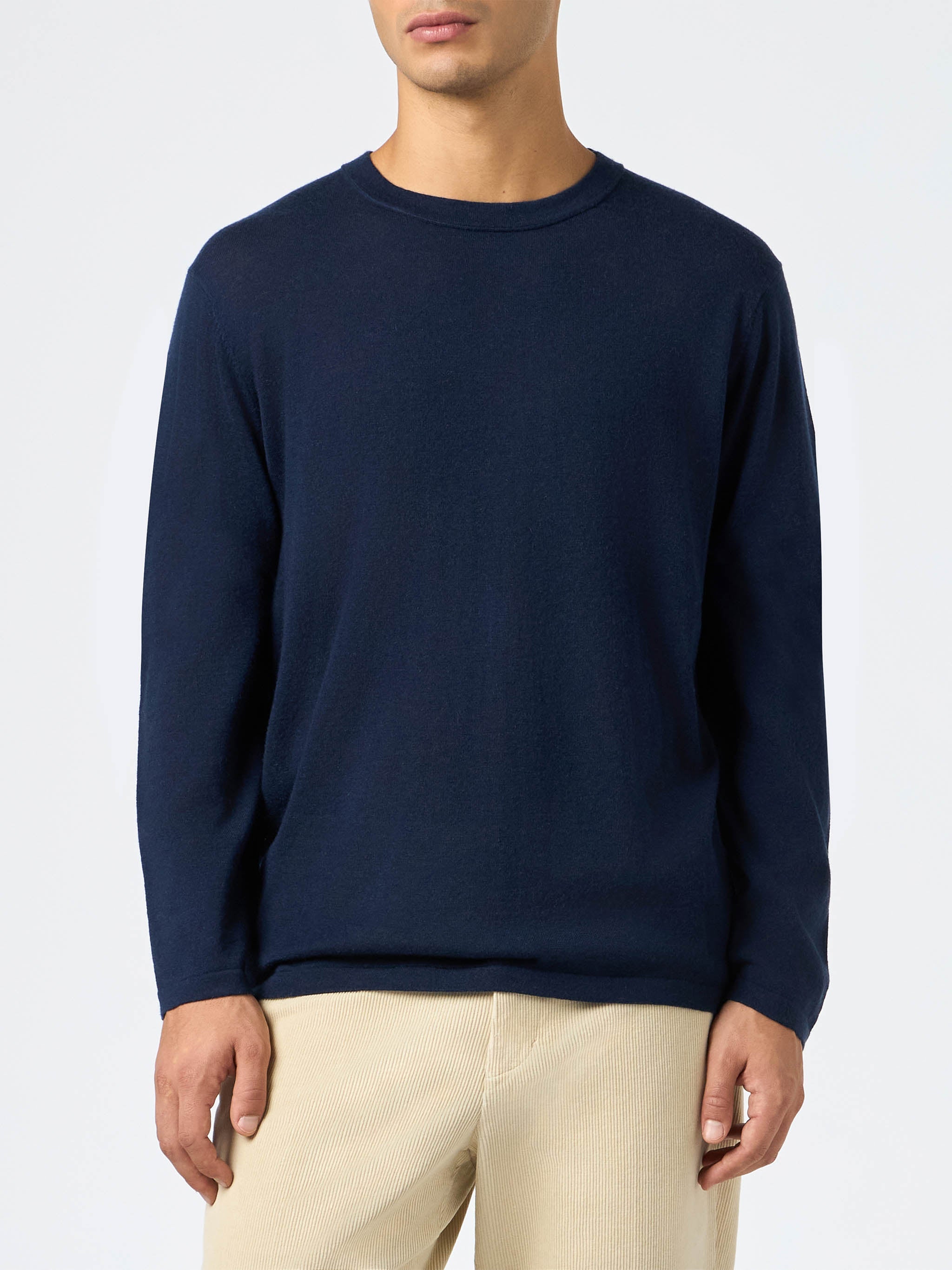 Navy Blue T-Shirt Scott Merino Wool And Cashmere