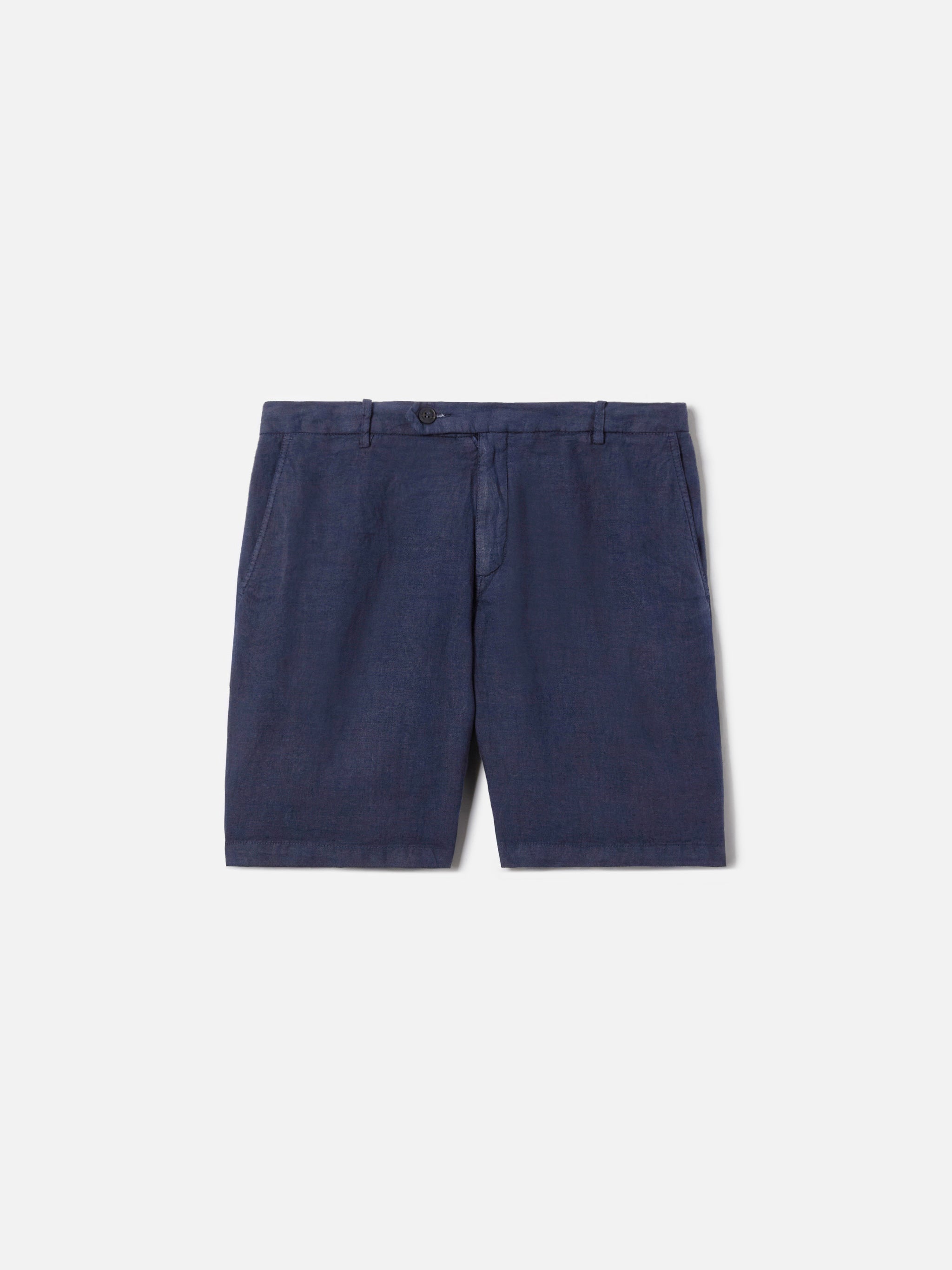 Navy Blue Sebastian Bermuda Shorts Pure Linen Pant