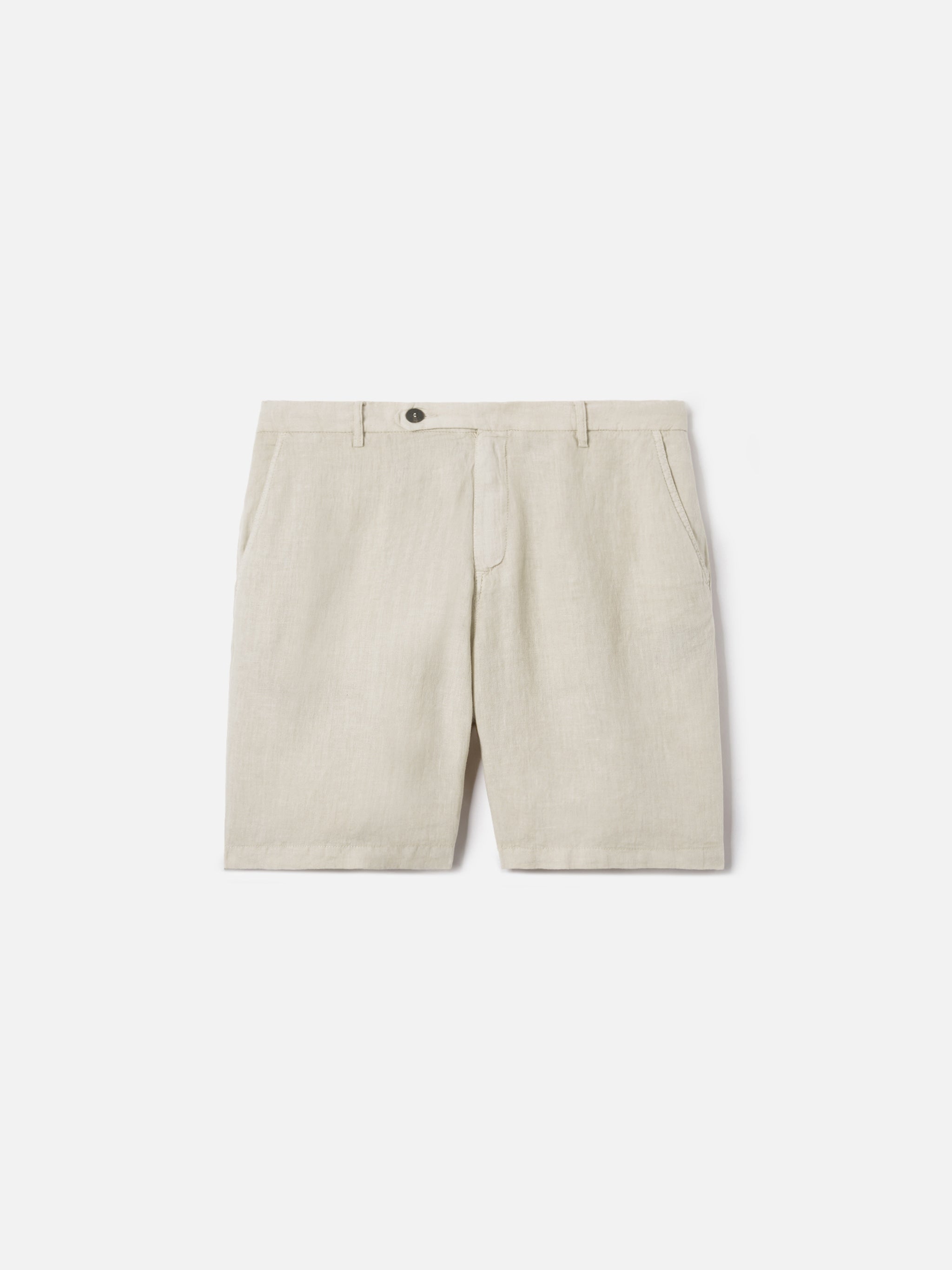 Beige Sebastian Bermuda Shorts Pure Linen White Pant