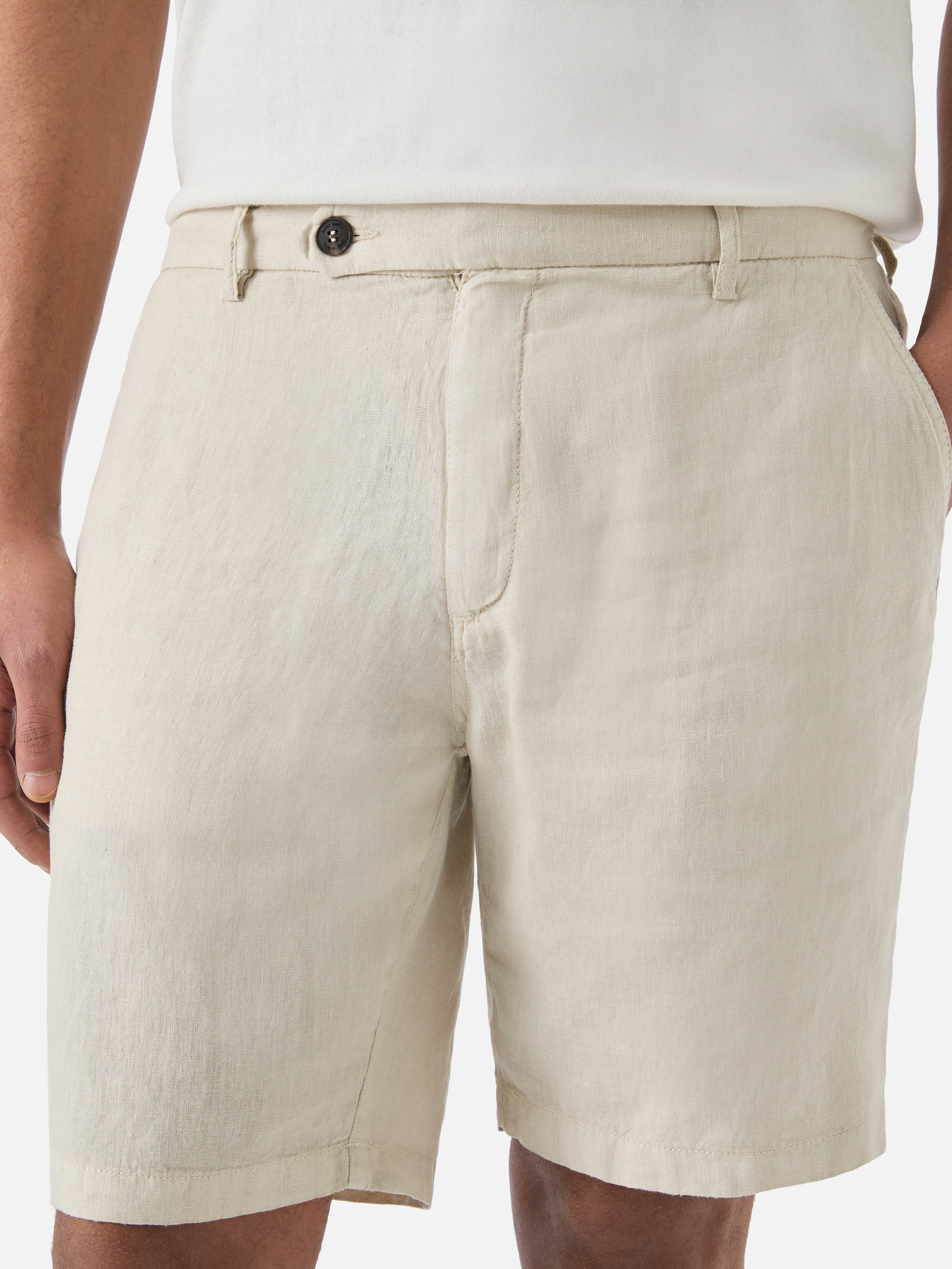 Beige Sebastian Bermuda Shorts Pure Linen White Pant
