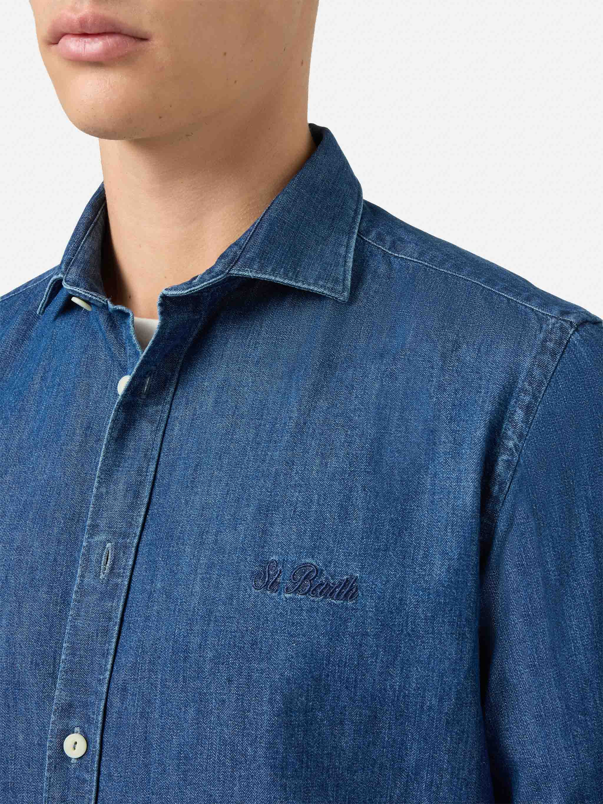 Seefeld Denim Shirt With Classic Collar Blue