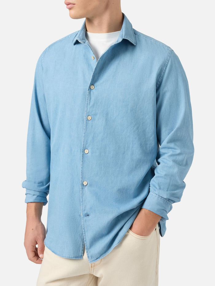Seefeld Chambray Shirt With Classic Collar Blue