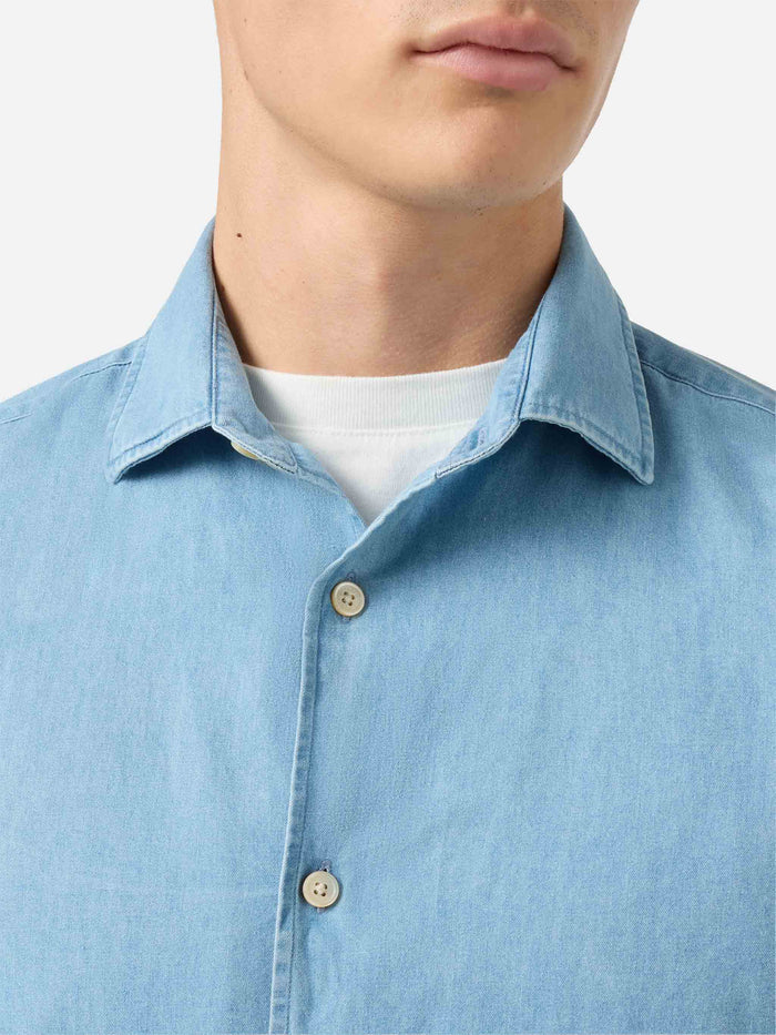 Seefeld Chambray Shirt With Classic Collar Blue