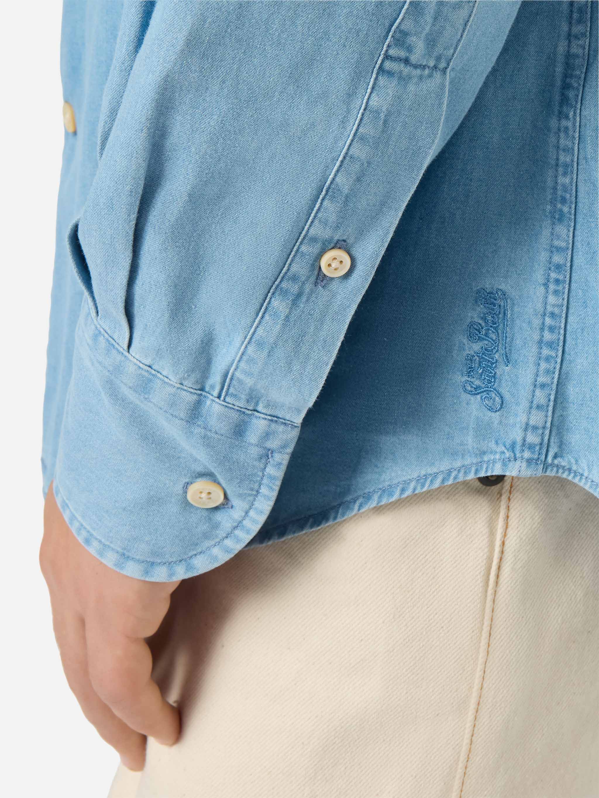 Seefeld Chambray Shirt With Classic Collar Blue