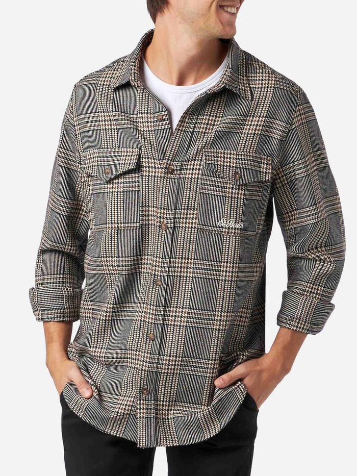 Man Wooly Shirt With Prince Of Wales Pattern Blue