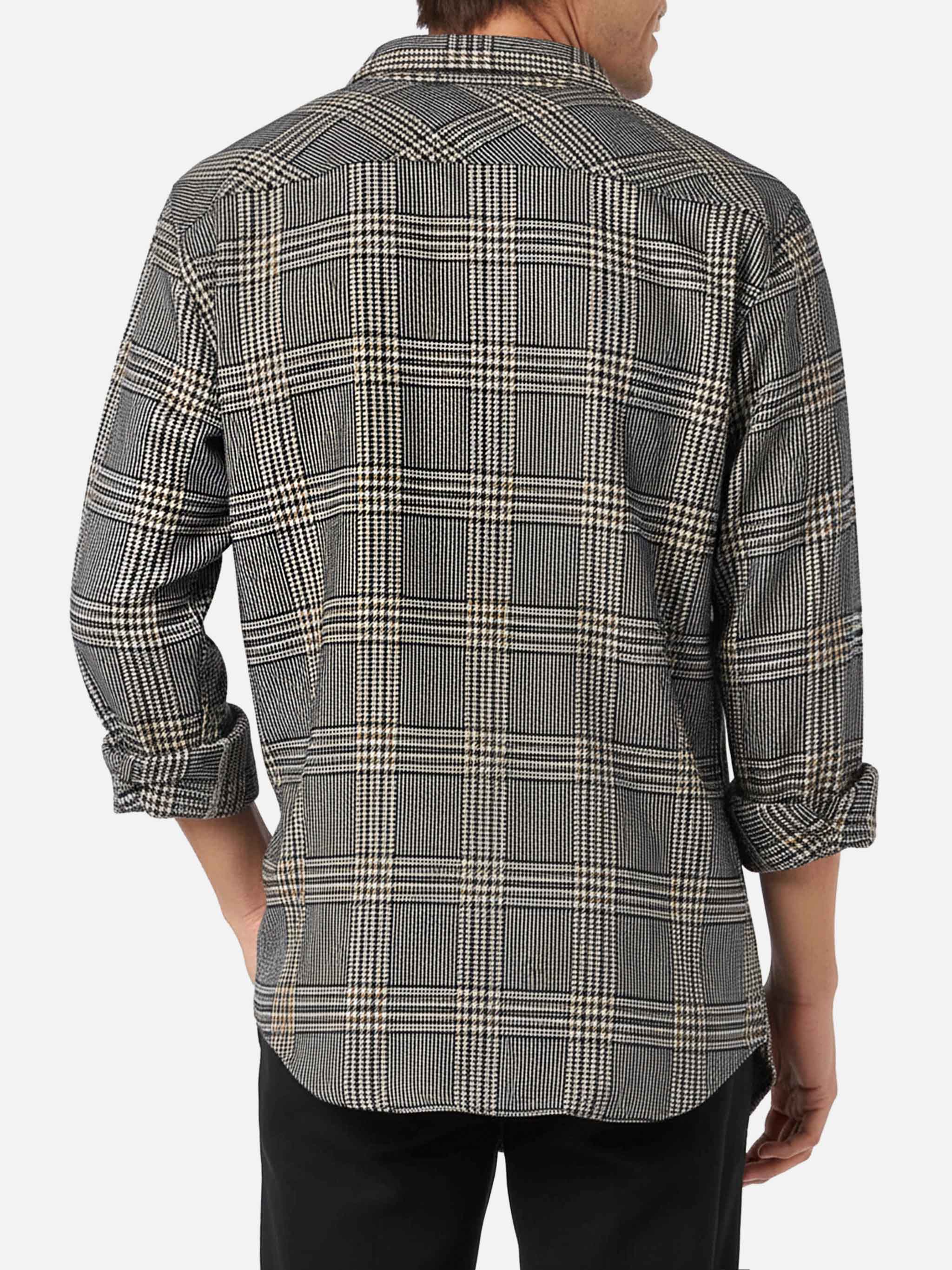 Man Wooly Shirt With Prince Of Wales Pattern Blue