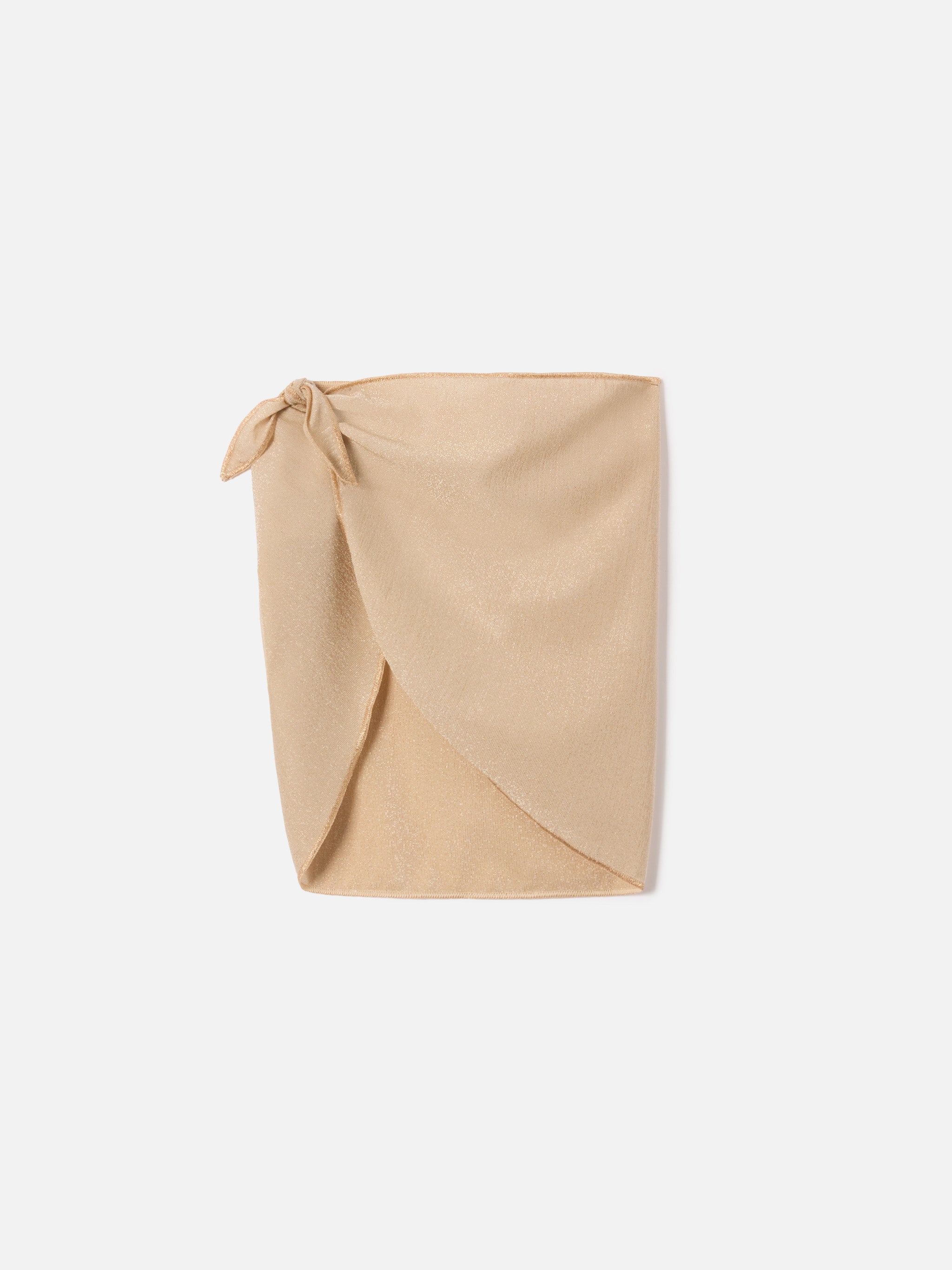 Sery Jr Short Pareo Gold Lurex Viscose Knit White Sarong
