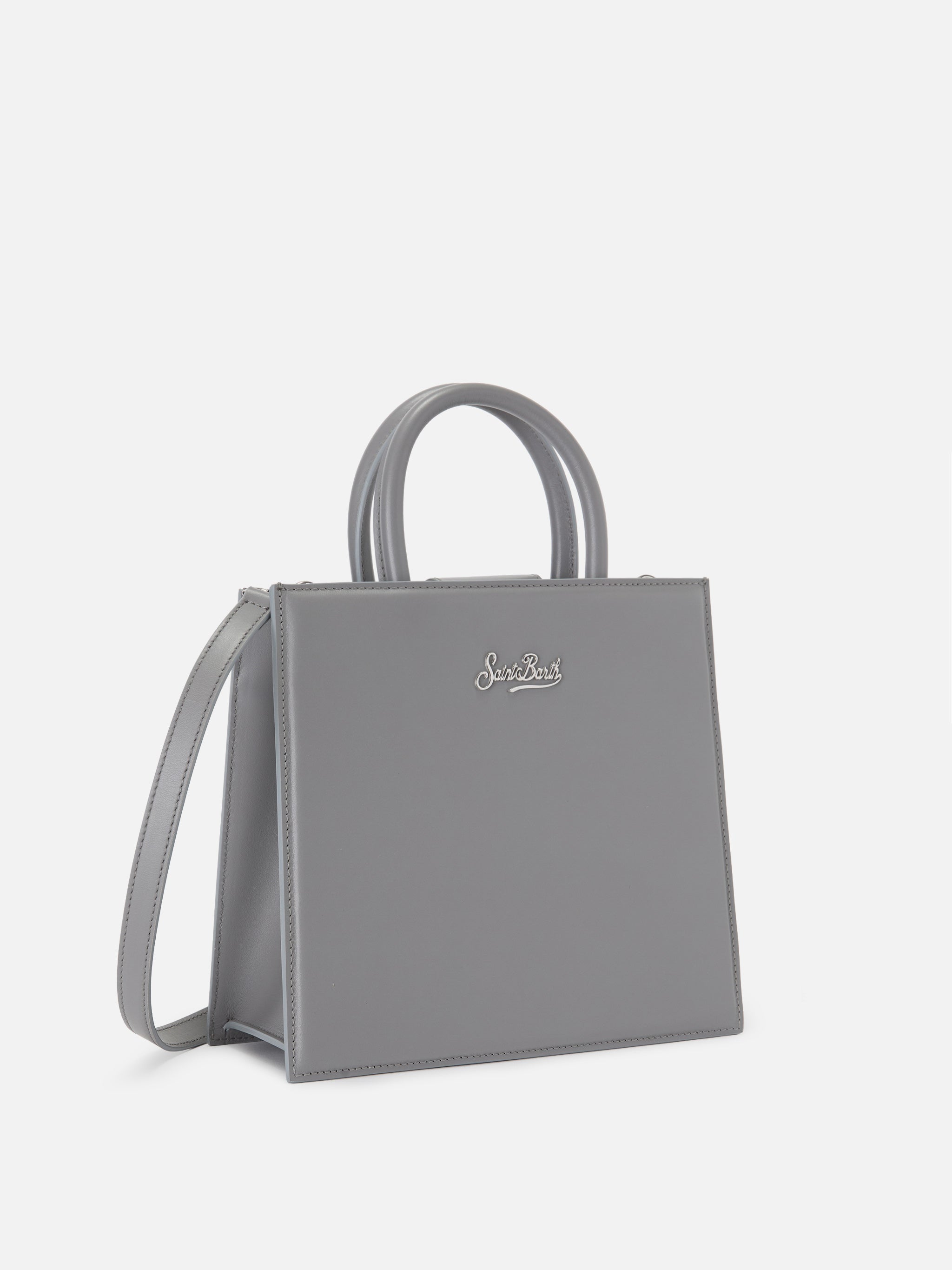 Shop Bag Midi Handbag Grey Leather