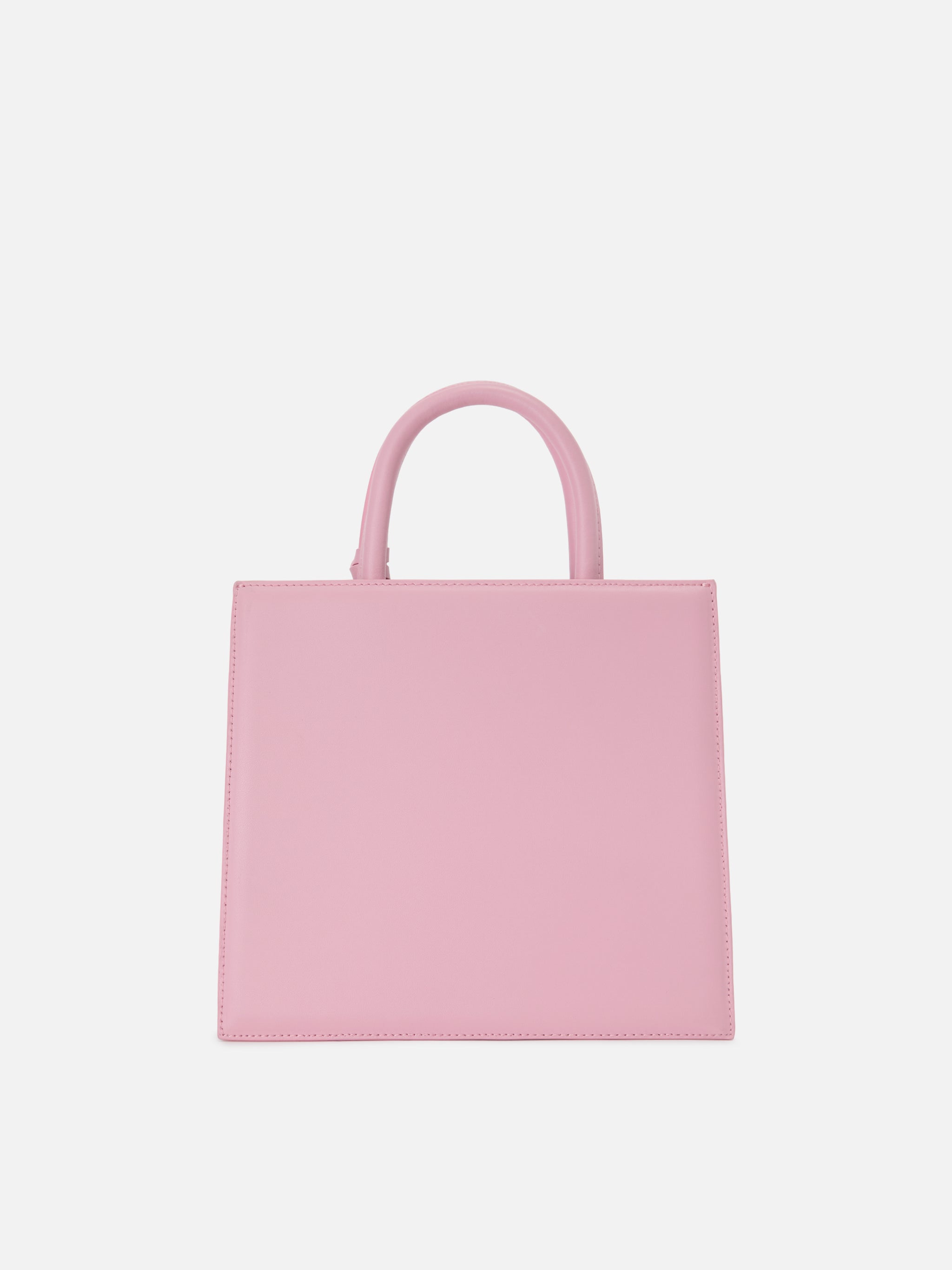 Structured Shop Midi Bag Pink Smooth Leather With Metal Tag