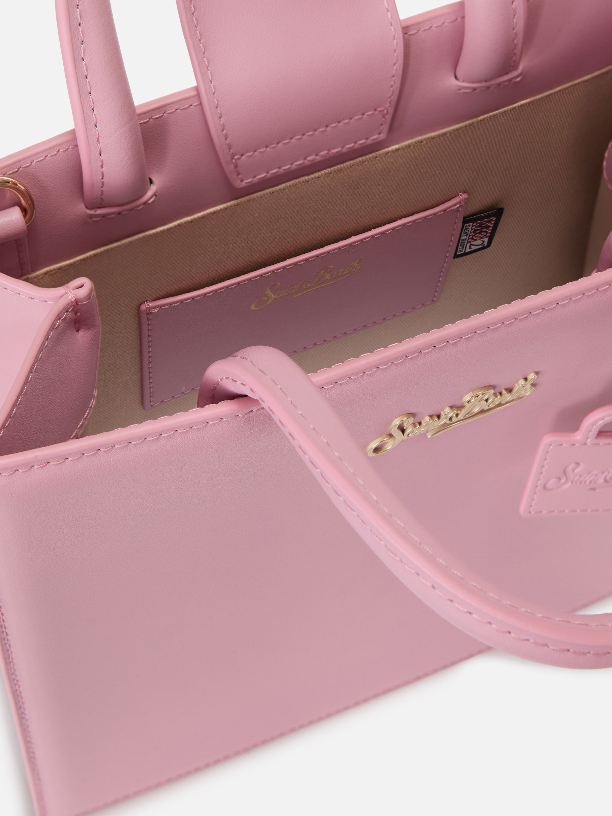 Structured Shop Midi Bag Pink Smooth Leather With Metal Tag
