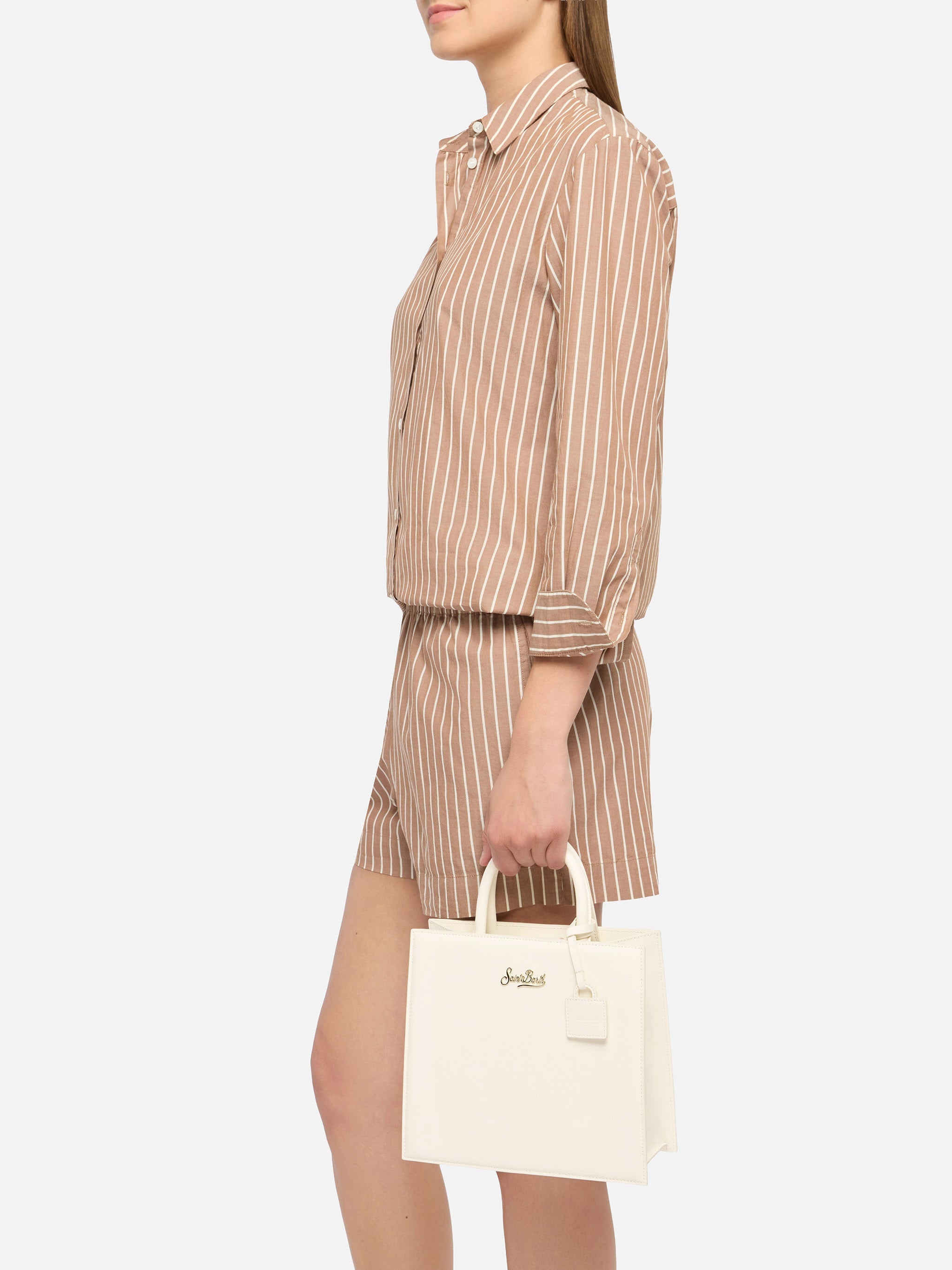 Shop Bag Midi Off-White Leather