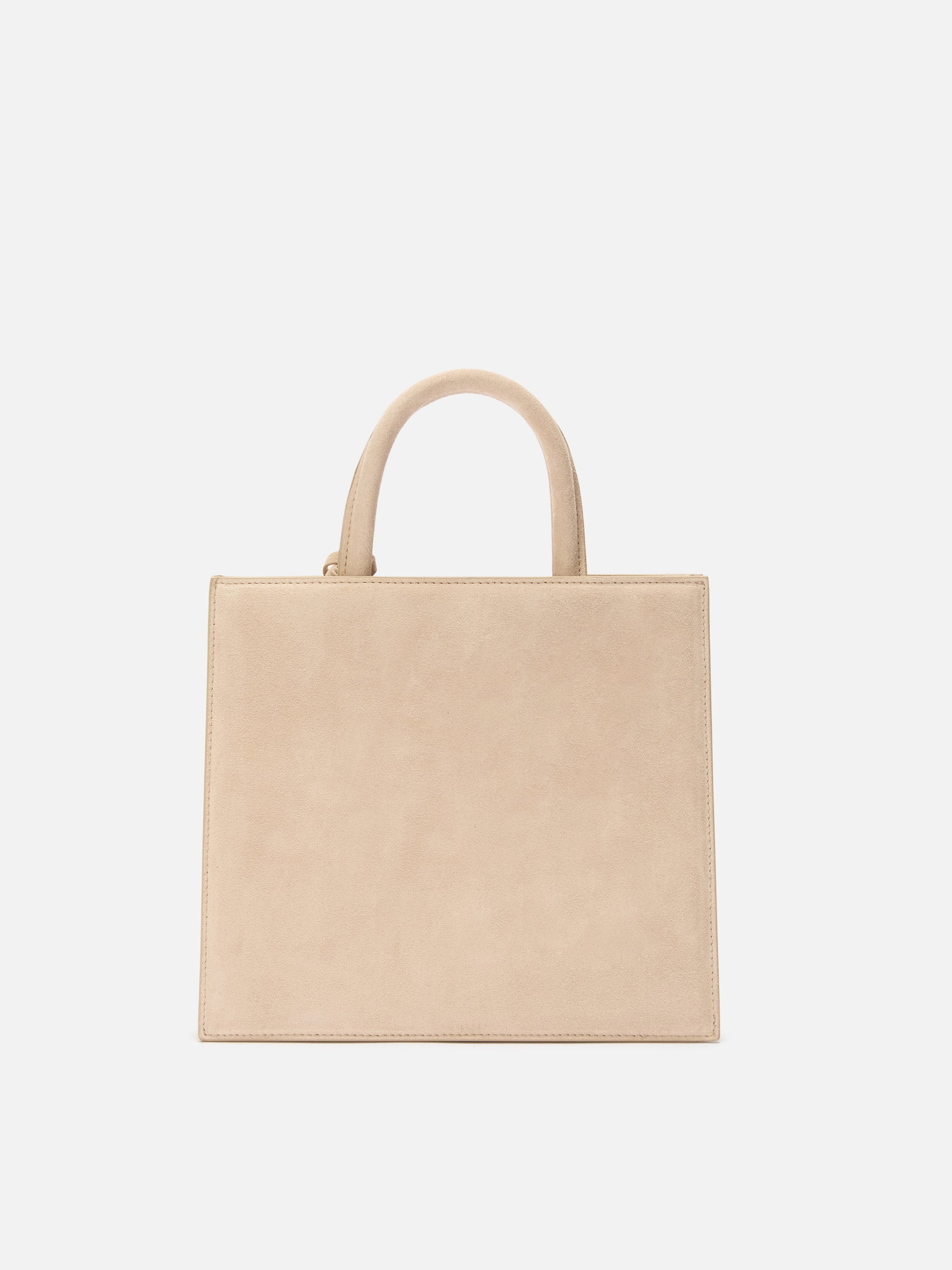 Shop Bag Midi Handbag Beige Suede Leather White