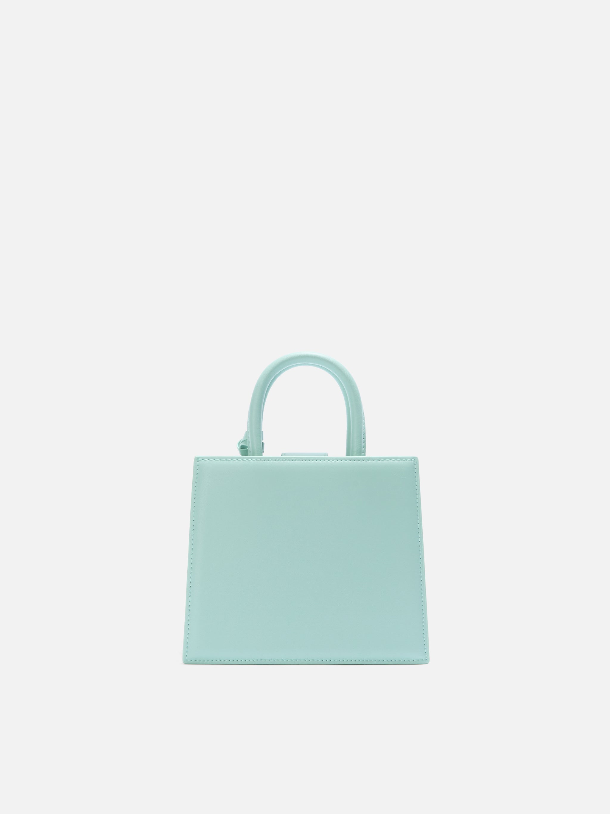 Structured Shop Mini Bag Mint Green Smooth Leather With Metal Tag