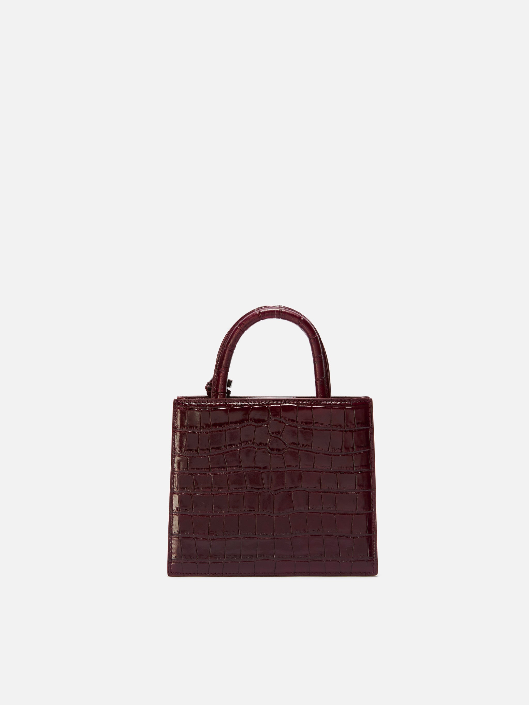 Shop Bag Mini Handbag Burgundy Crocodile-Print Leather Red