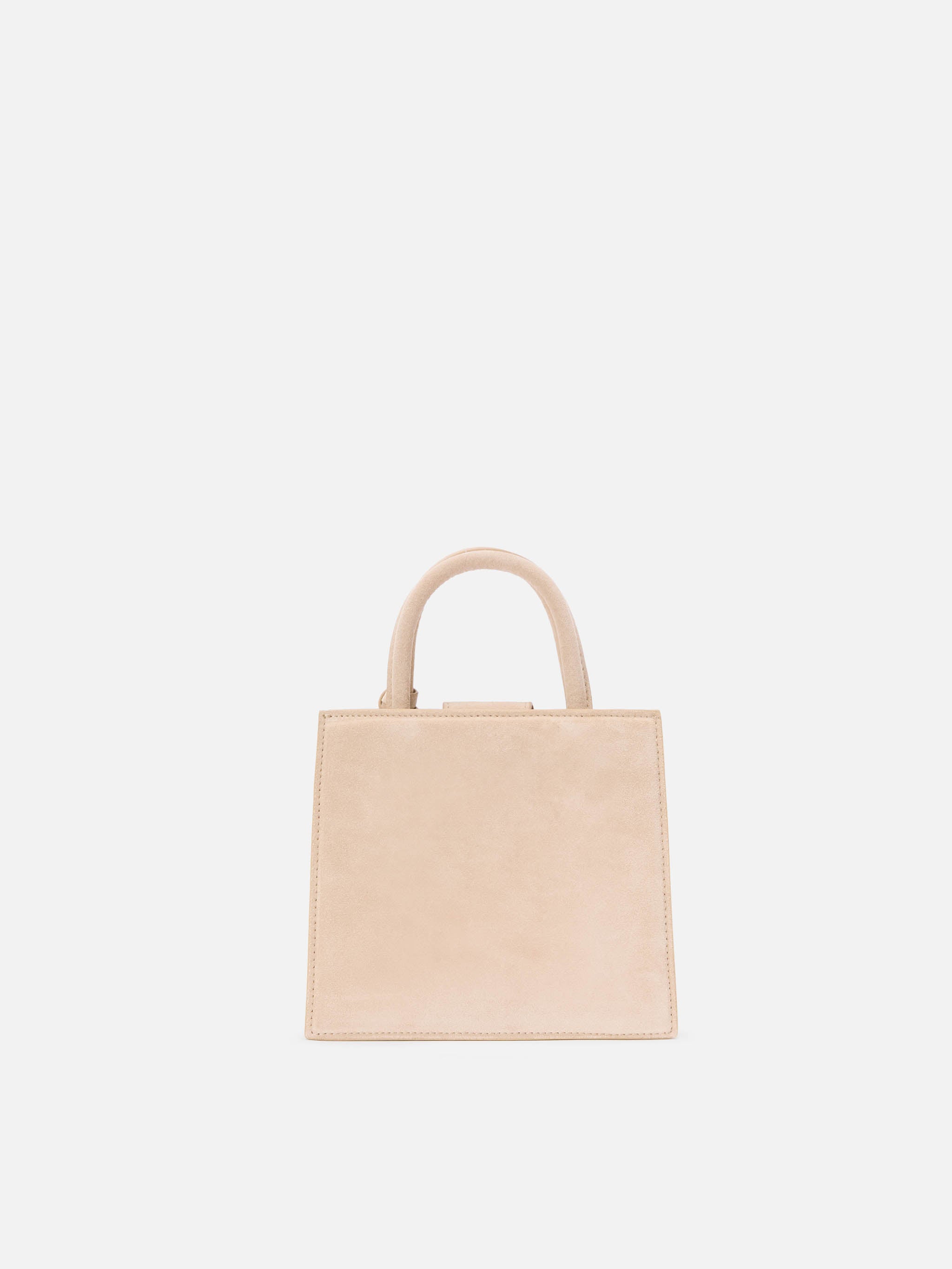 Shop Bag Mini Handbag Beige Suede Leather White