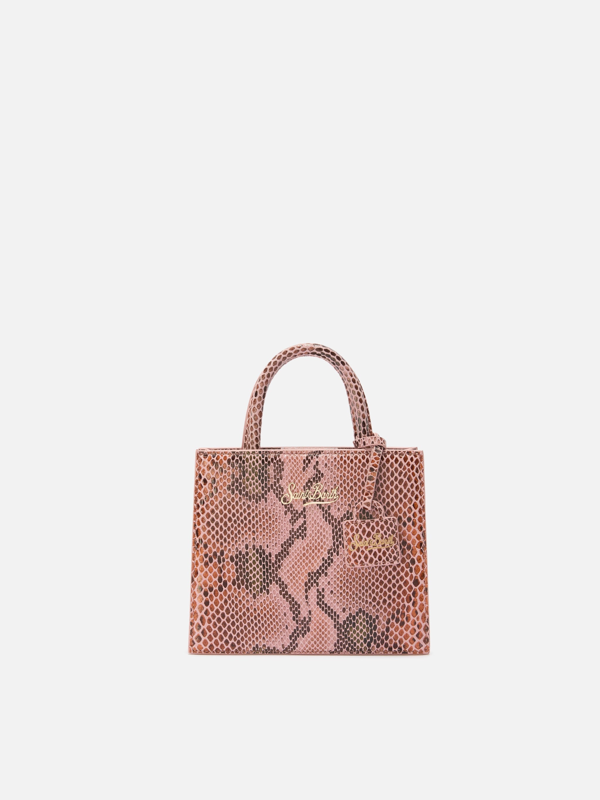 Shop Bag Mini Pink Python-Print Leather